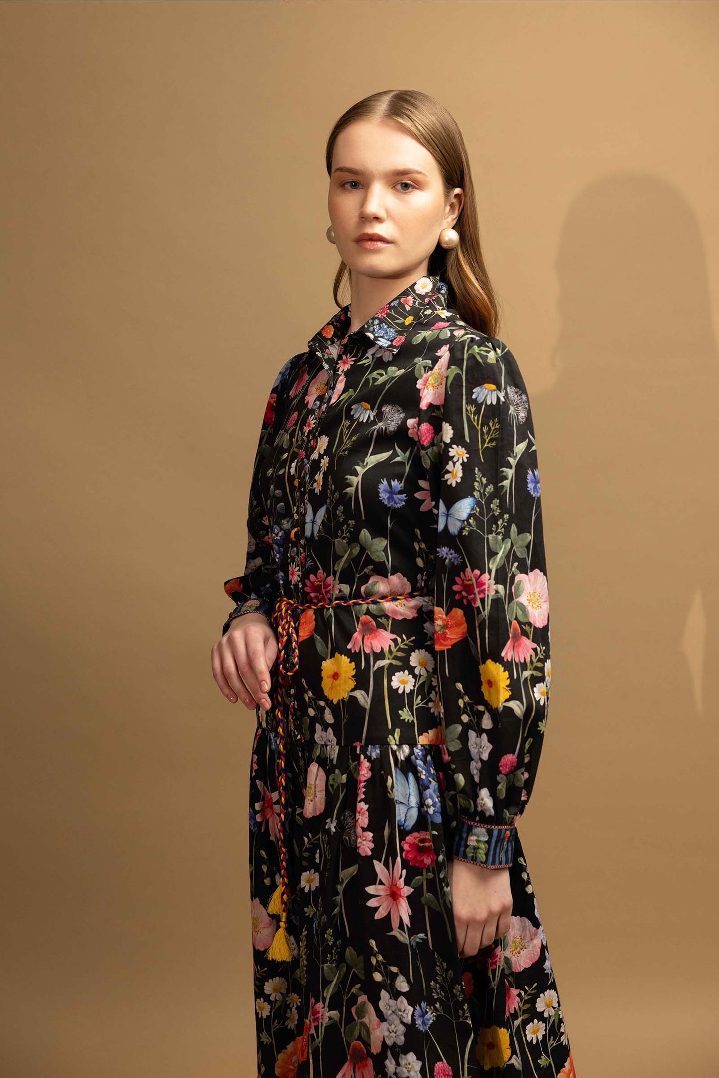 BLACK BLOSSOM BORDER DRESS