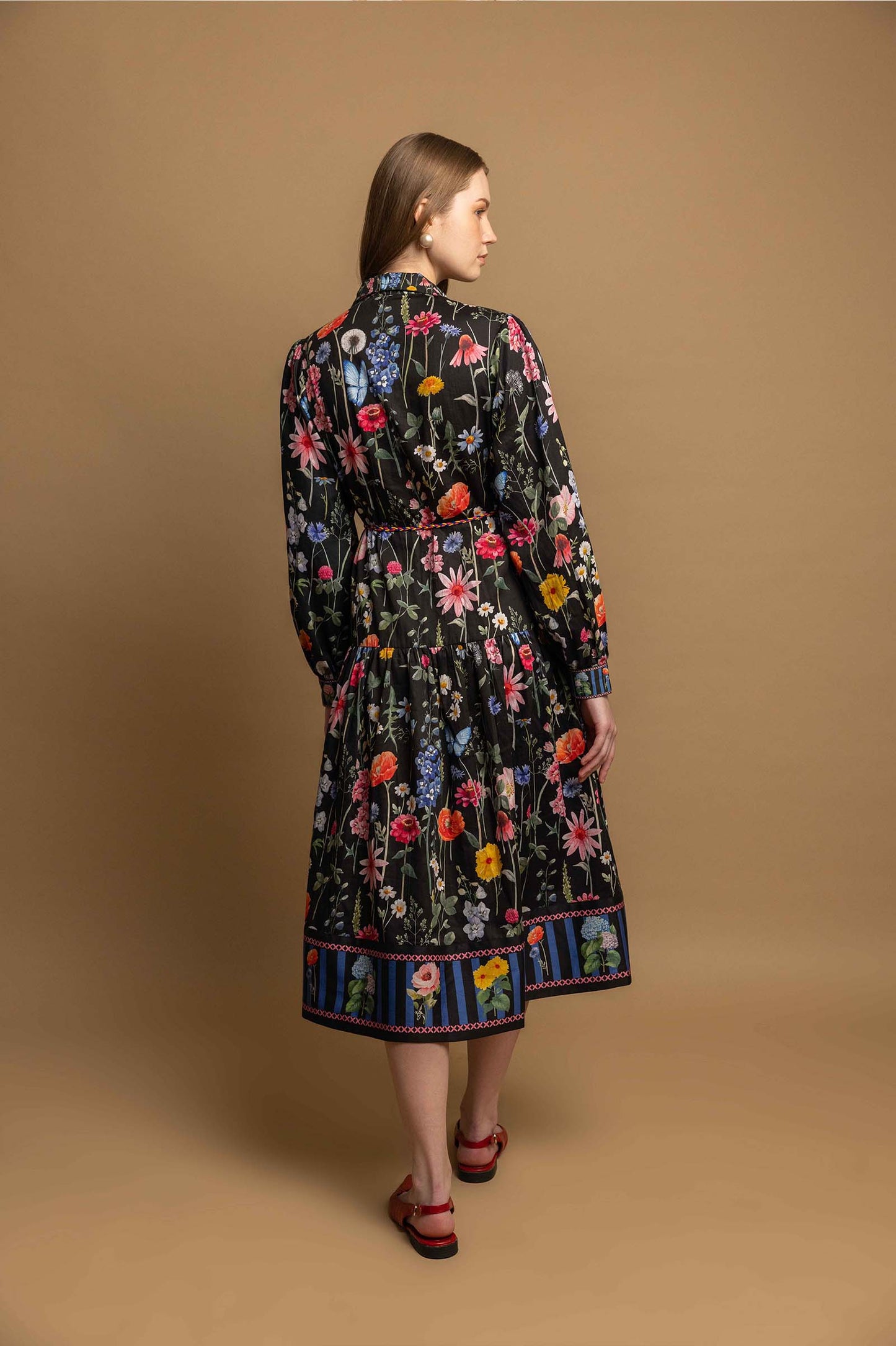 BLACK BLOSSOM BORDER DRESS