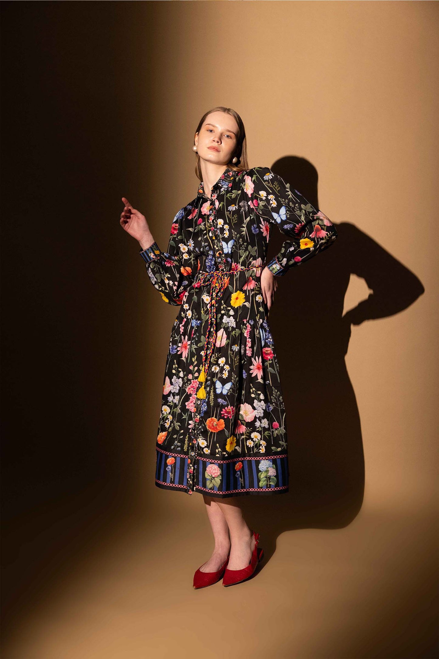 BLACK BLOSSOM BORDER DRESS
