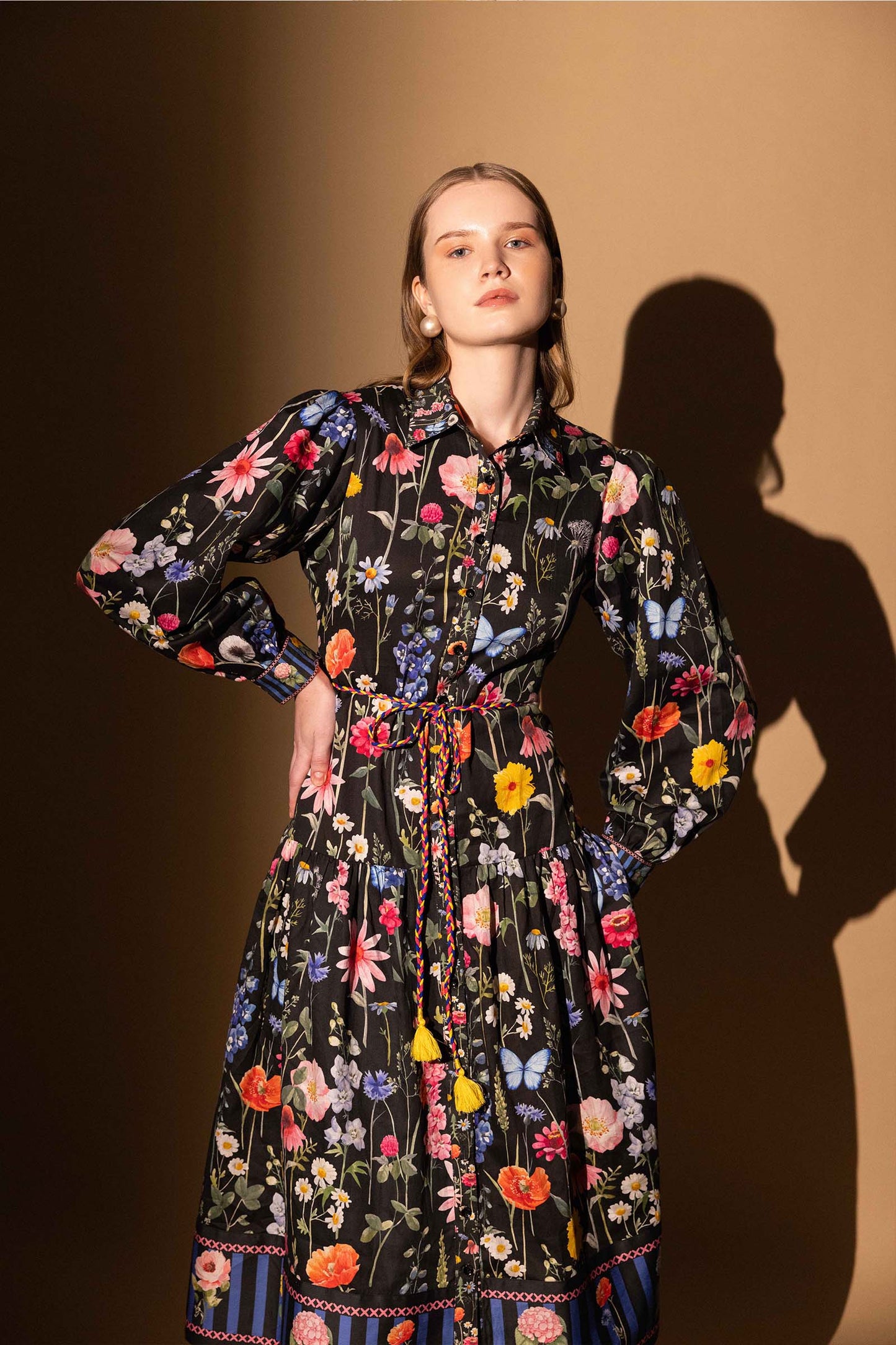 BLACK BLOSSOM BORDER DRESS
