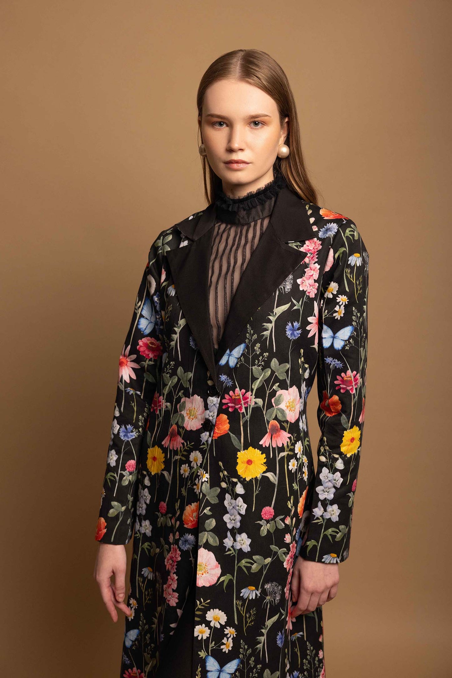 BLACK BLOSSOM FULL LENGTH OVER COAT (LIMITED EDITION )