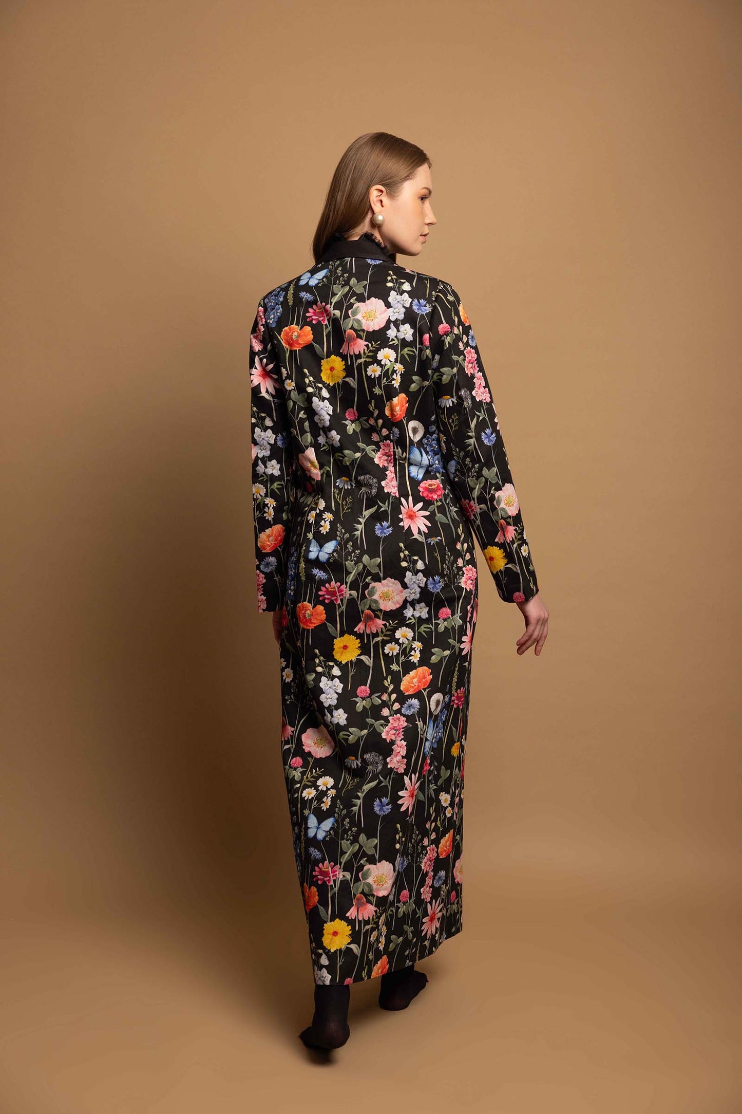 BLACK BLOSSOM FULL LENGTH OVER COAT (LIMITED EDITION )