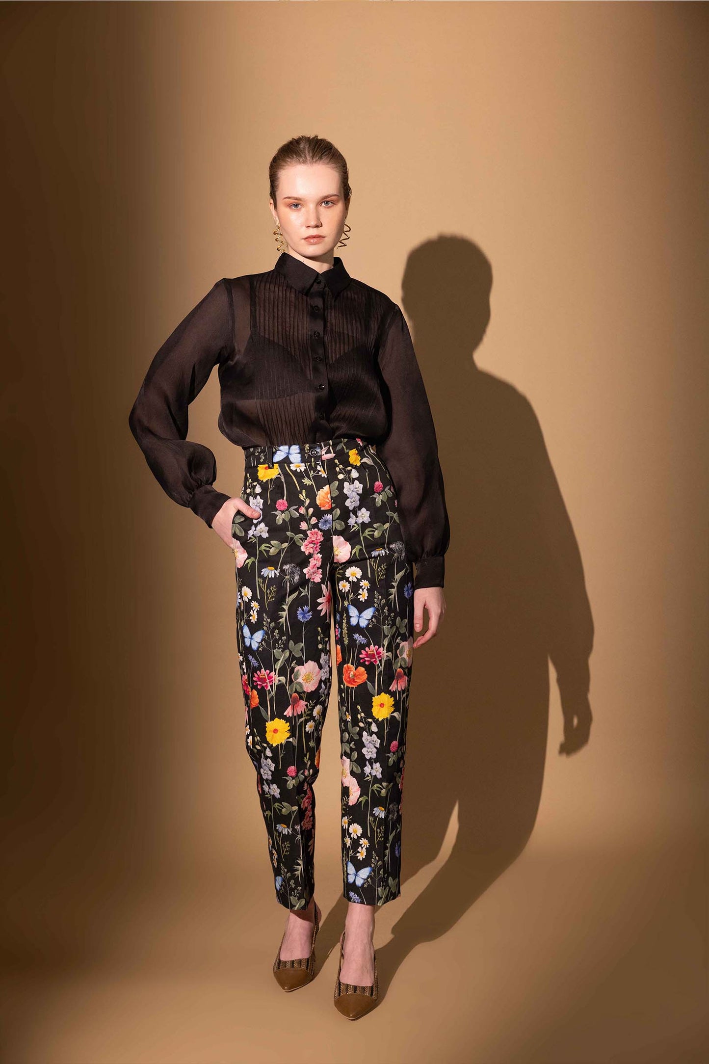 BLACK BLOSSOM TROUSERS