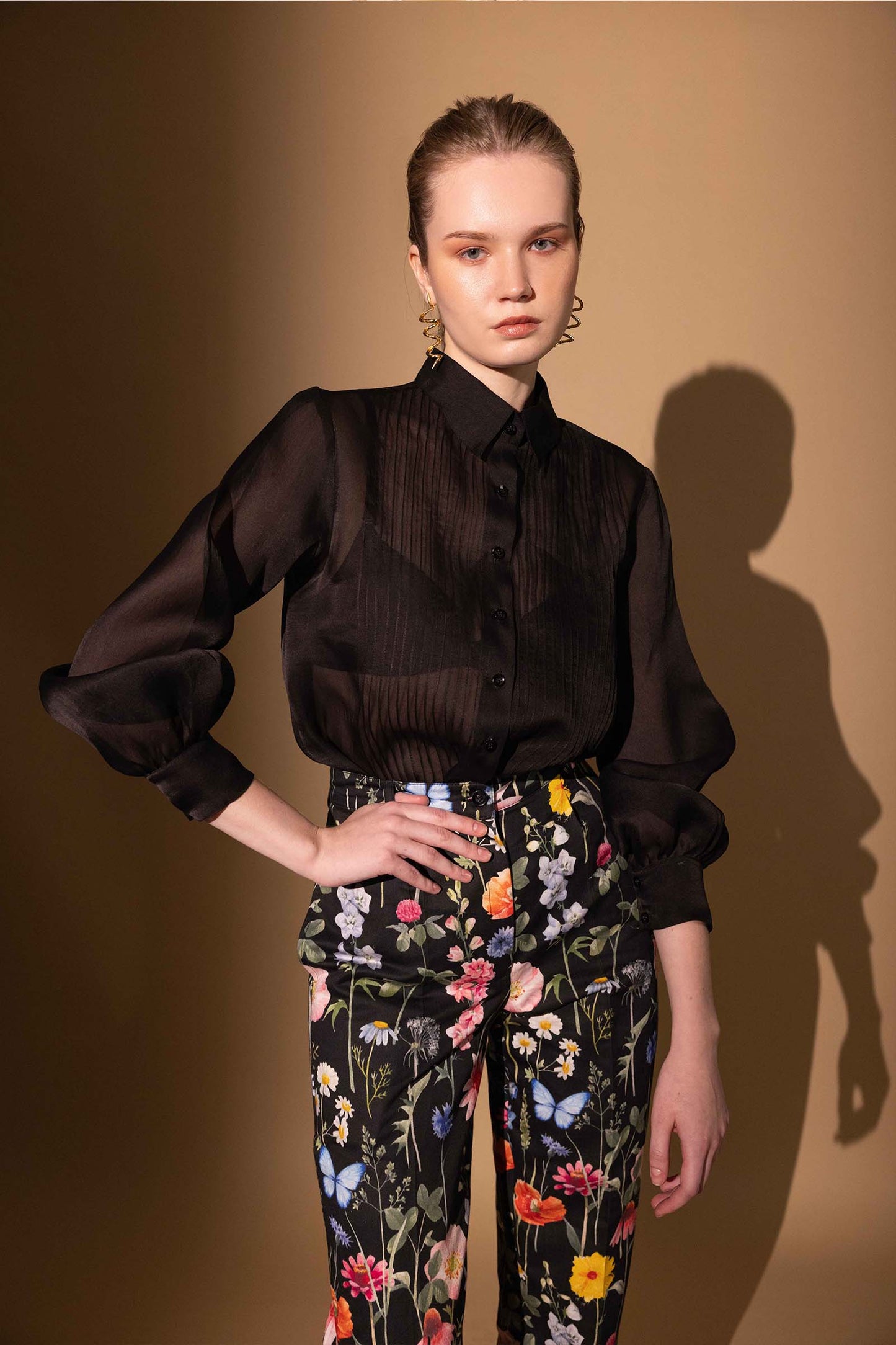 BLACK BLOSSOM TROUSERS