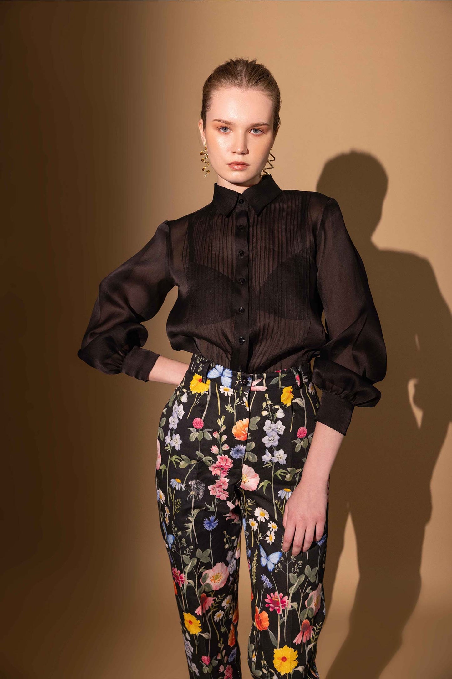 BLACK BLOSSOM TROUSERS