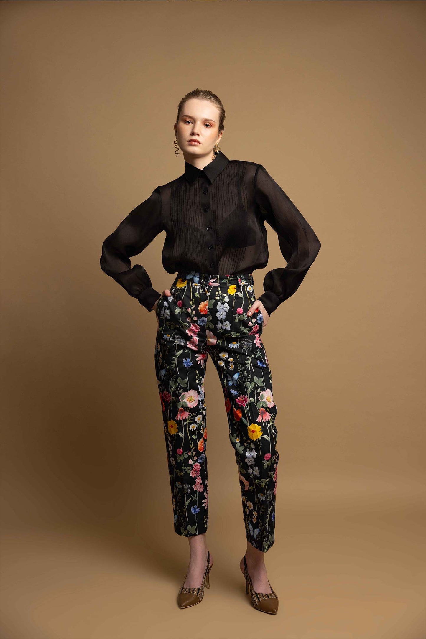 BLACK BLOSSOM TROUSERS