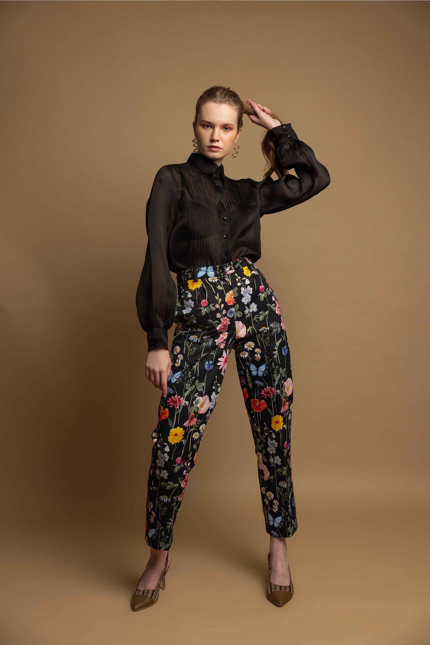 BLACK BLOSSOM TROUSERS