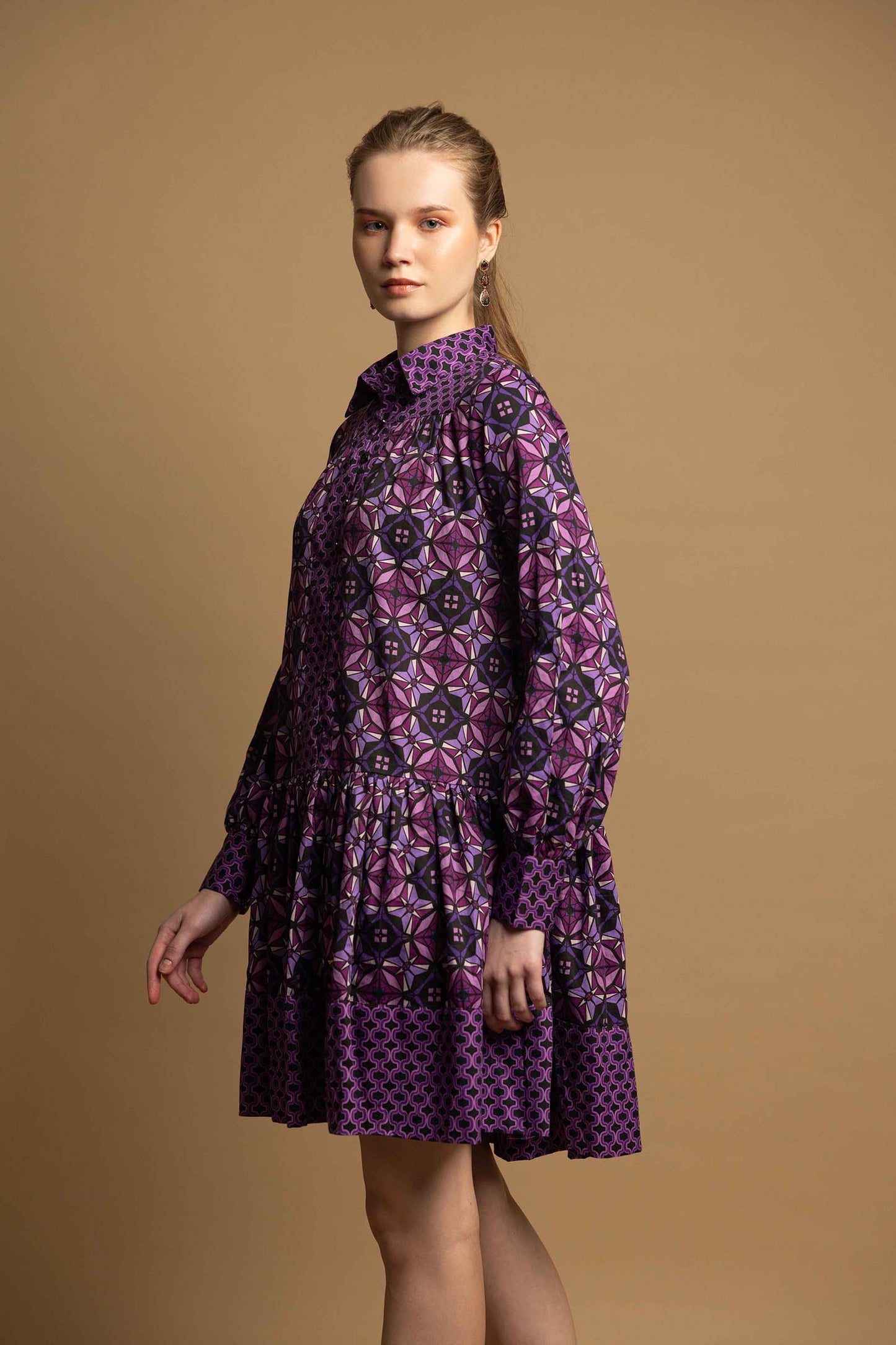 SHARP VIOLET PANEL DRESS