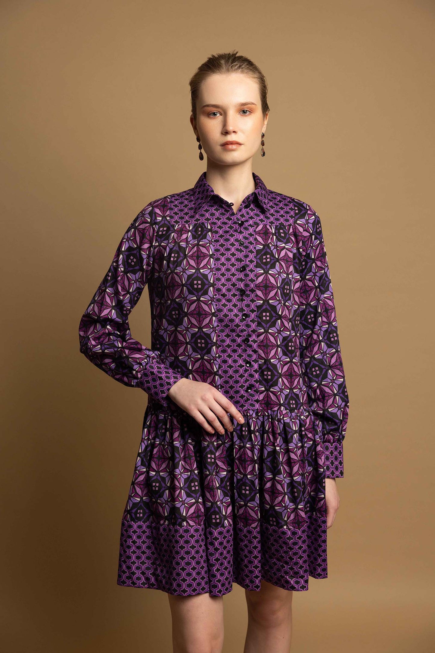 SHARP VIOLET PANEL DRESS