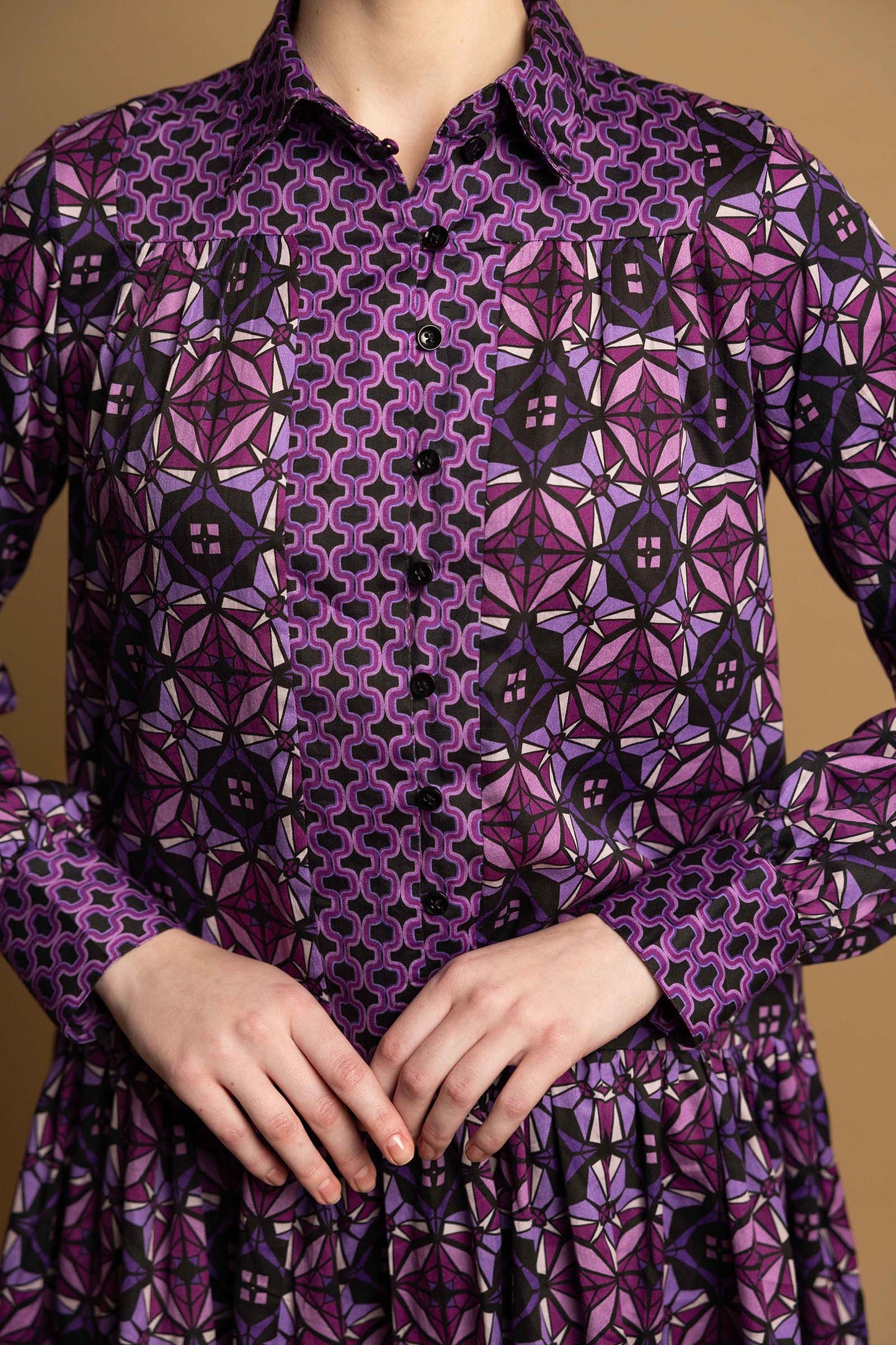 SHARP VIOLET PANEL DRESS