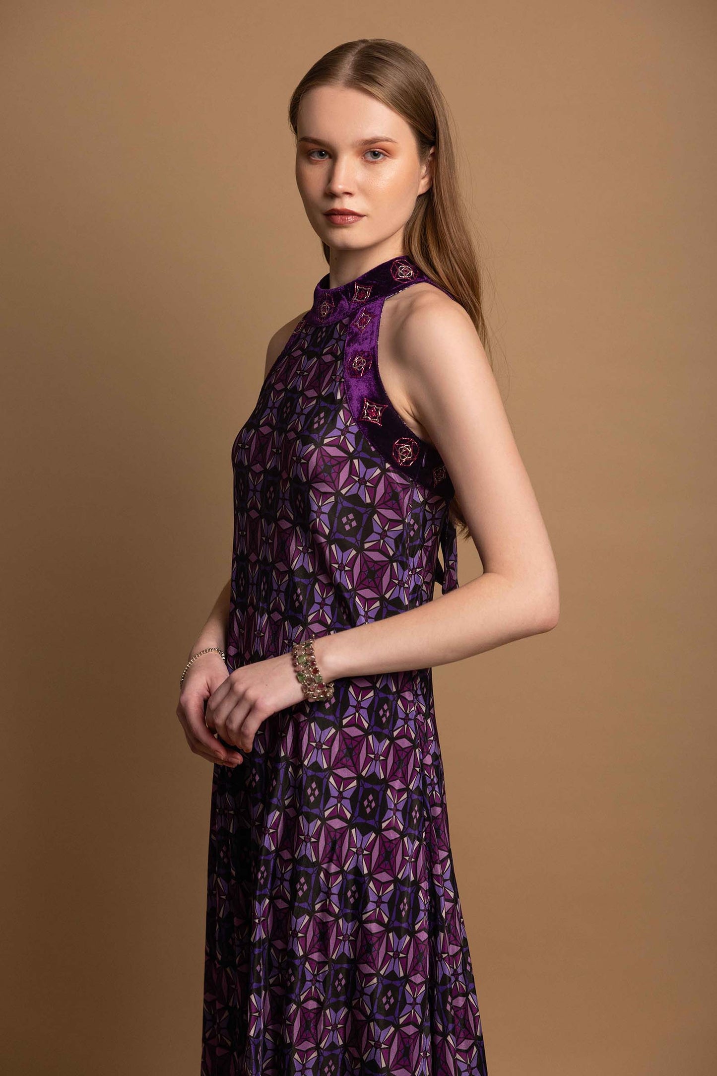 SHARP VIOLET CREPE DRESS