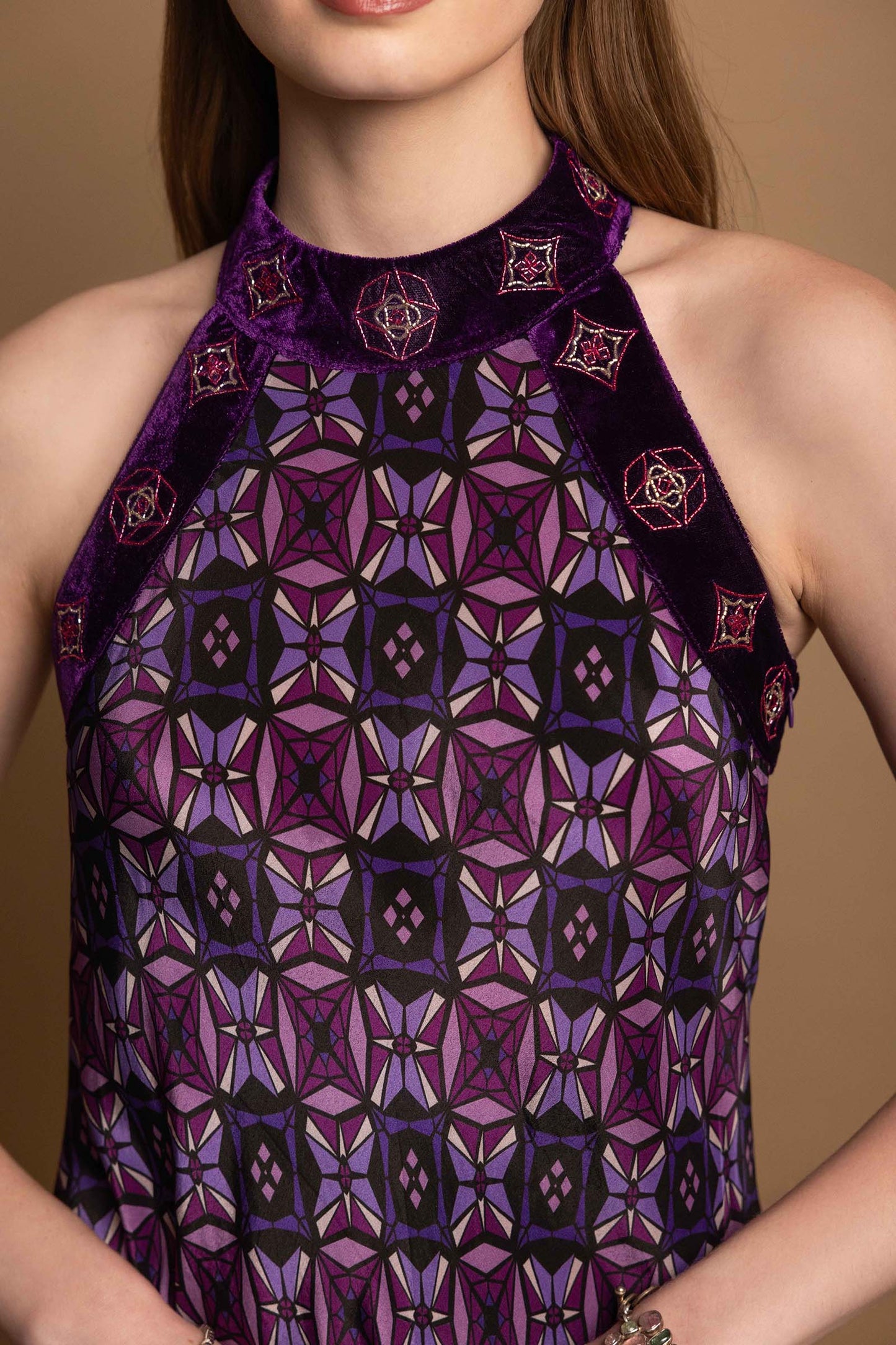 SHARP VIOLET CREPE DRESS