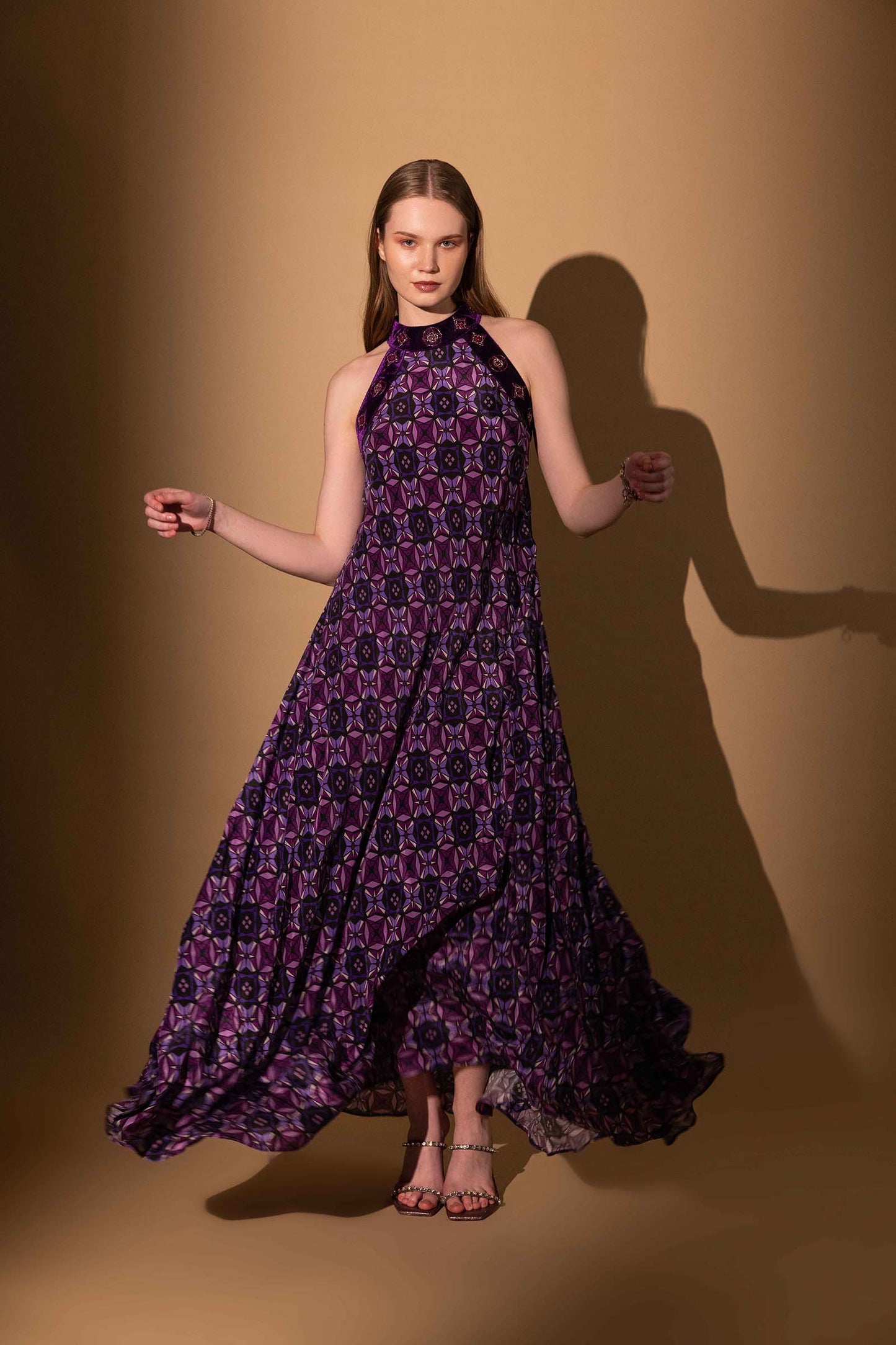 SHARP VIOLET CREPE DRESS