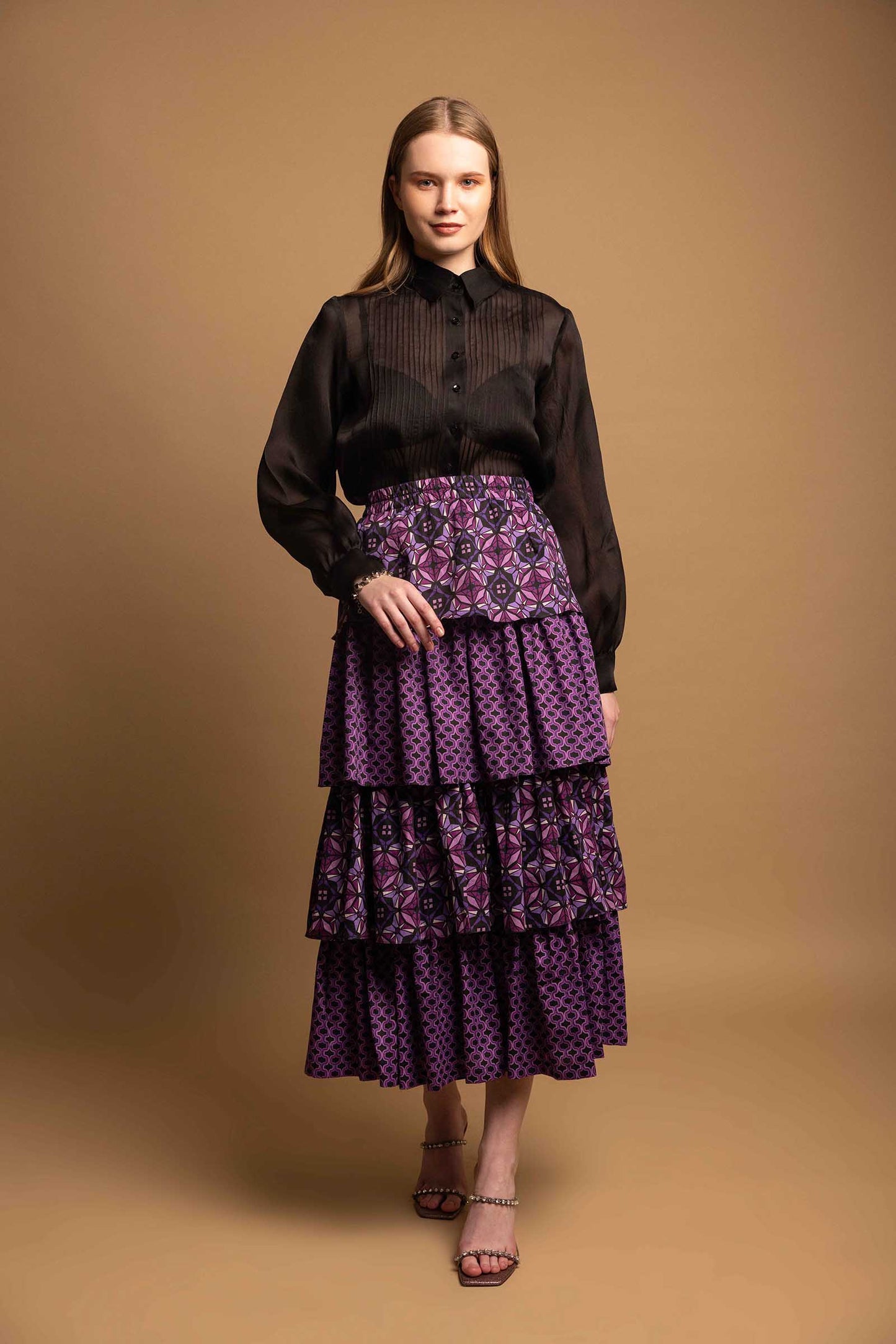 SHARP VIOLET TIER SKIRT