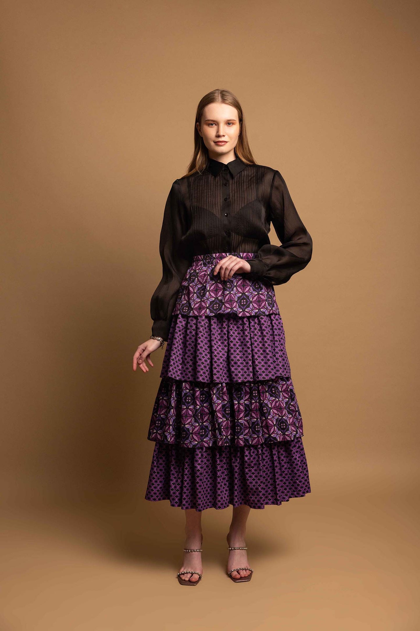 SHARP VIOLET TIER SKIRT