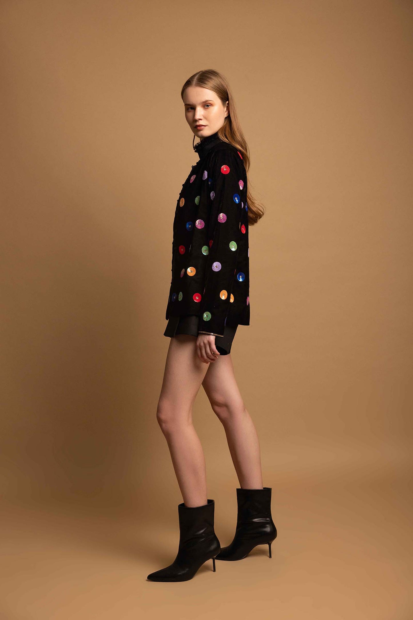 POLKA SEQUENCED VELVET JACKET
