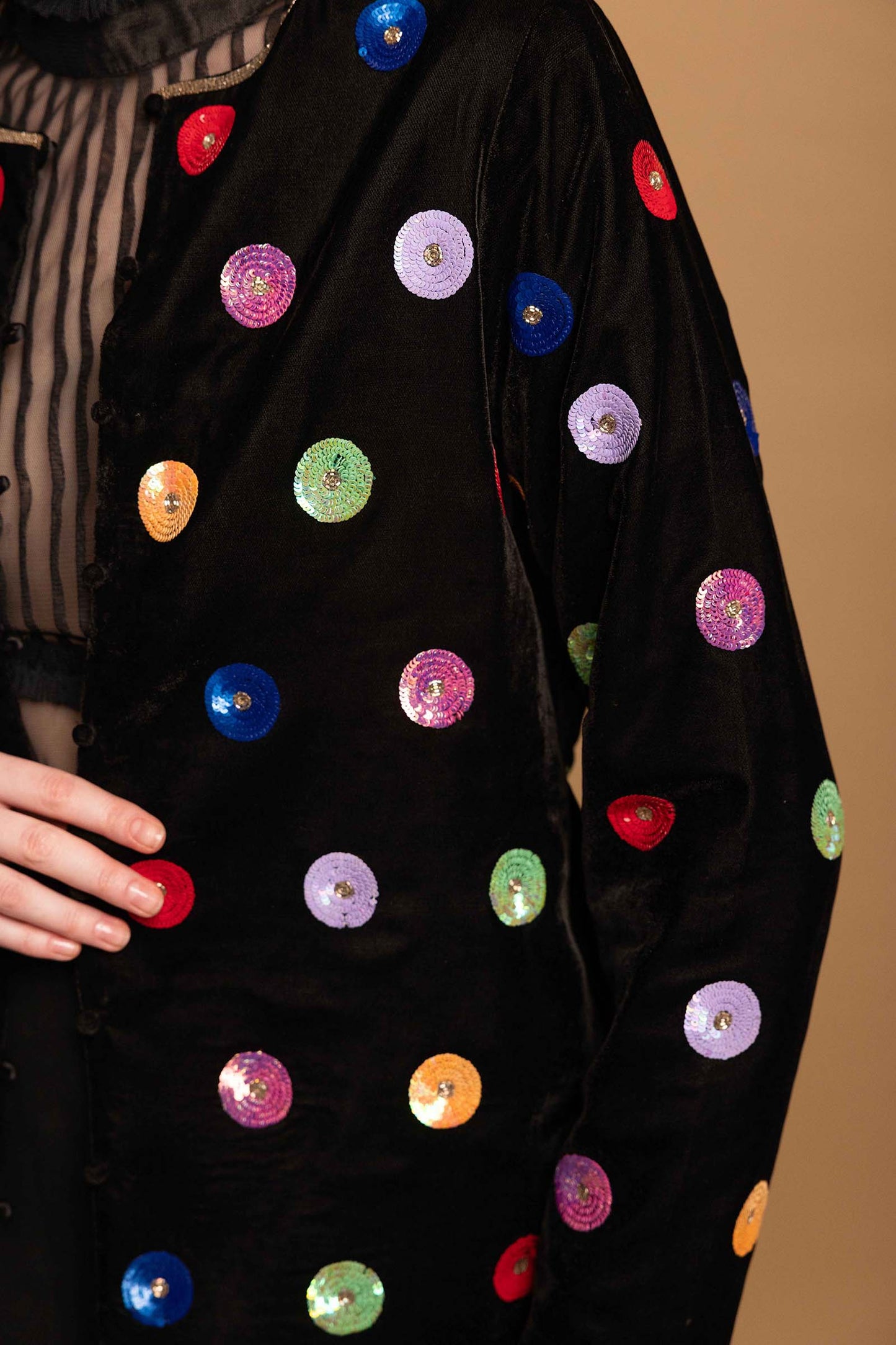 POLKA SEQUENCED VELVET JACKET