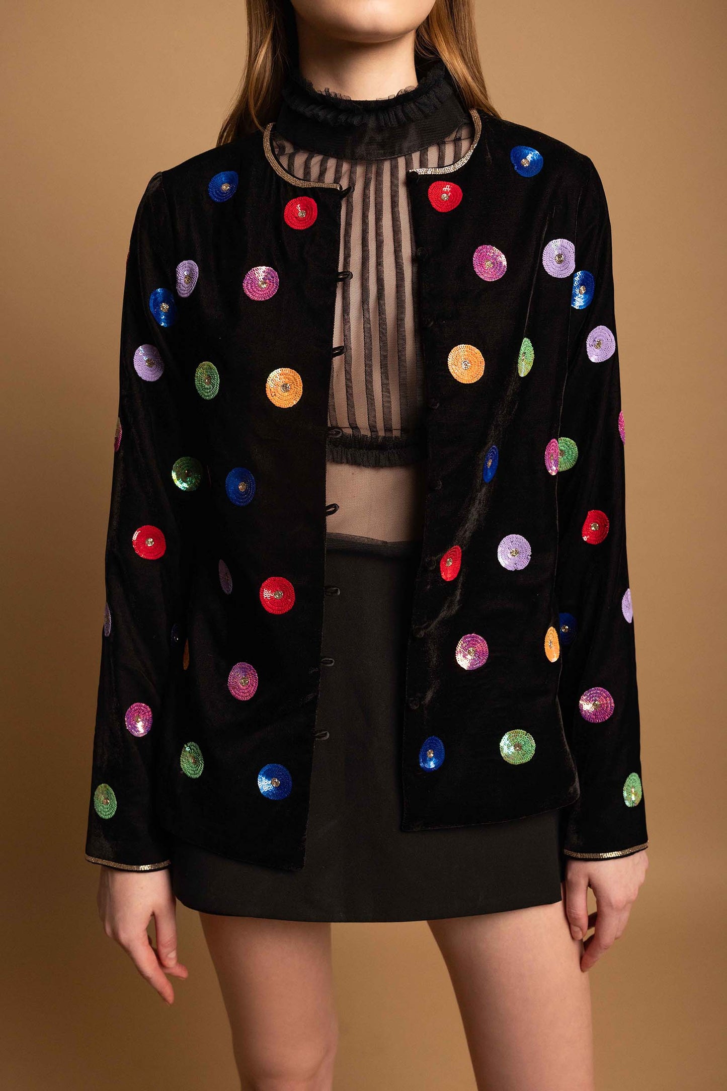 POLKA SEQUENCED VELVET JACKET