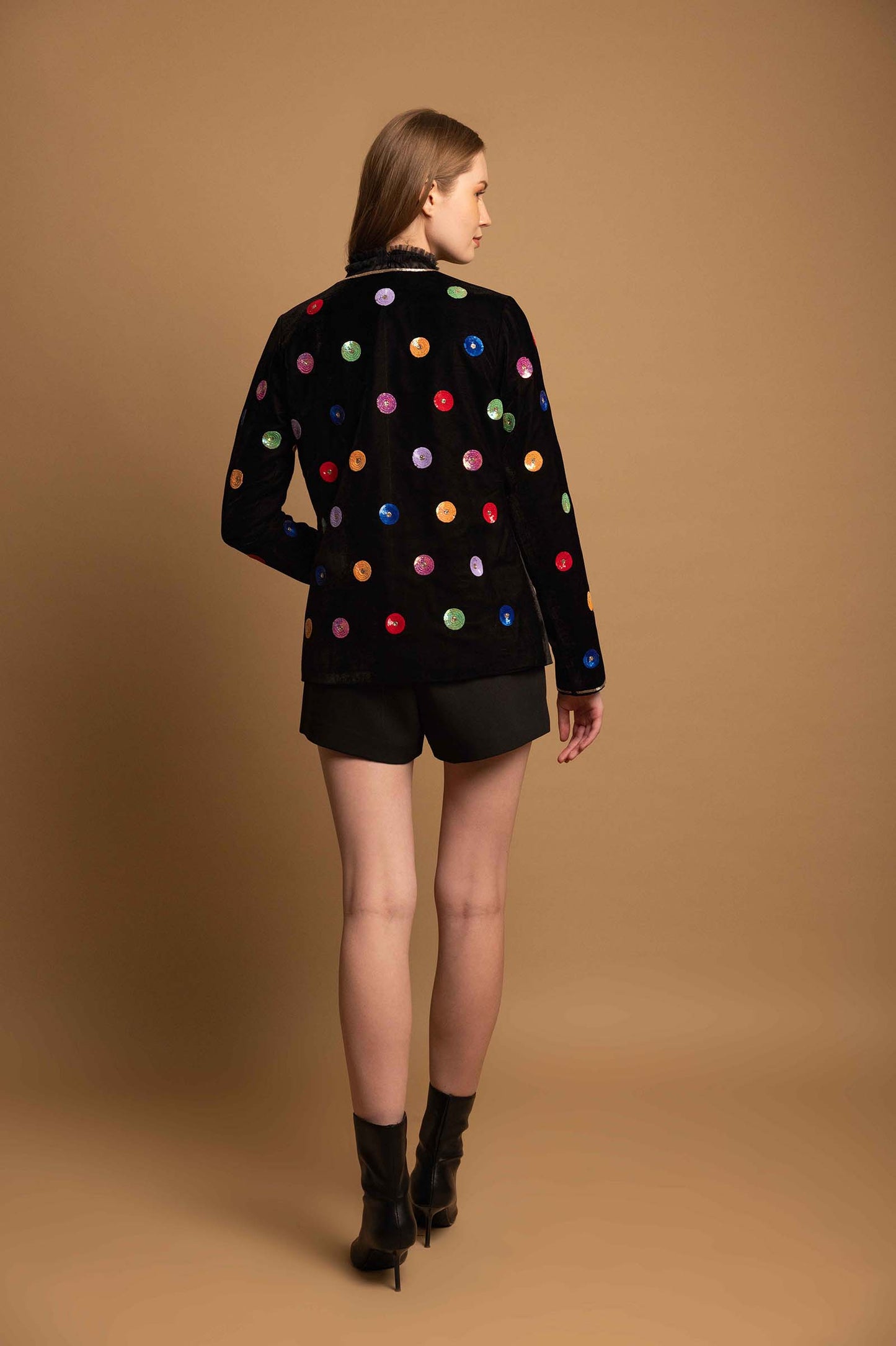 POLKA SEQUENCED VELVET JACKET