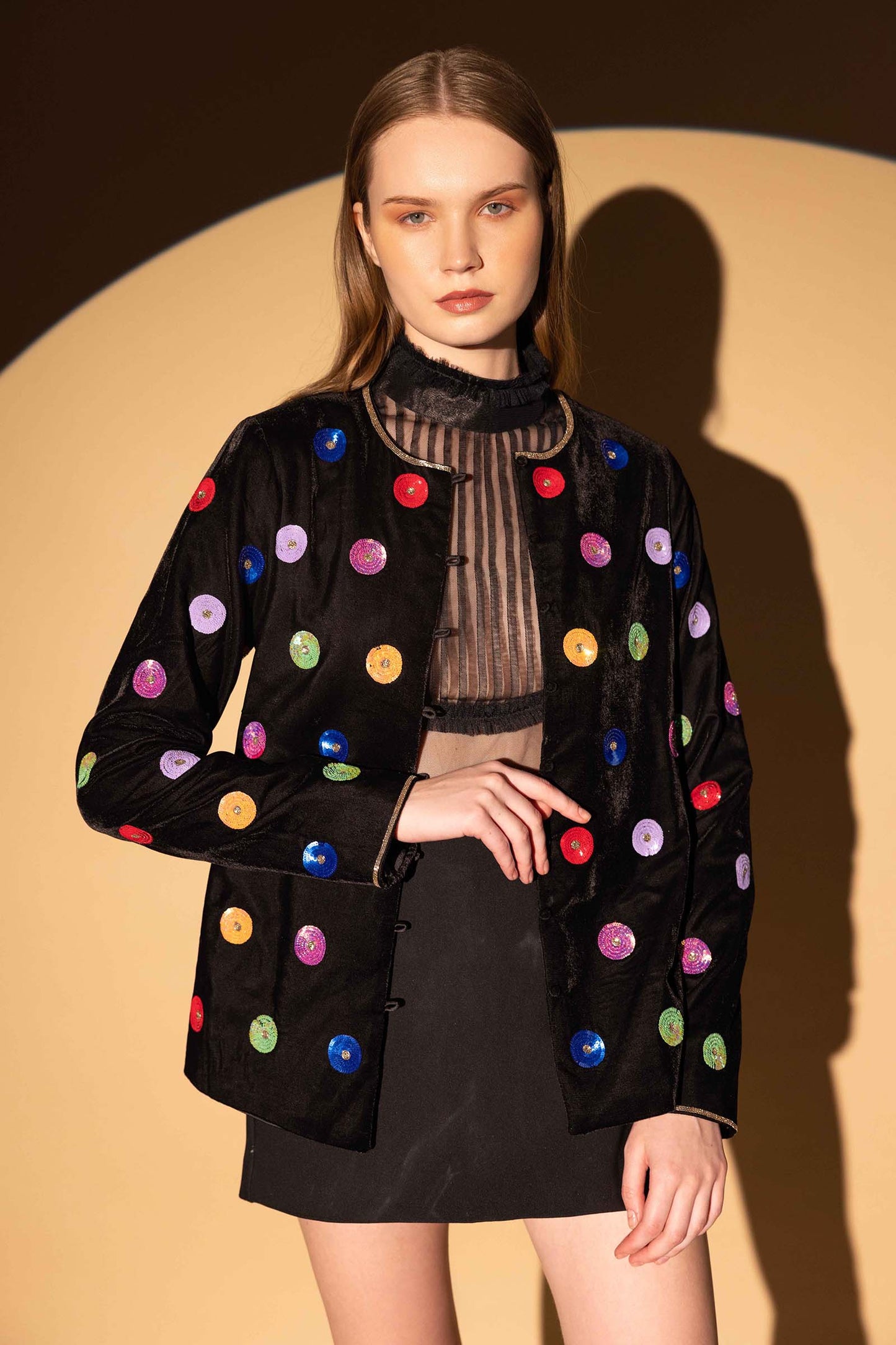 POLKA SEQUENCED VELVET JACKET