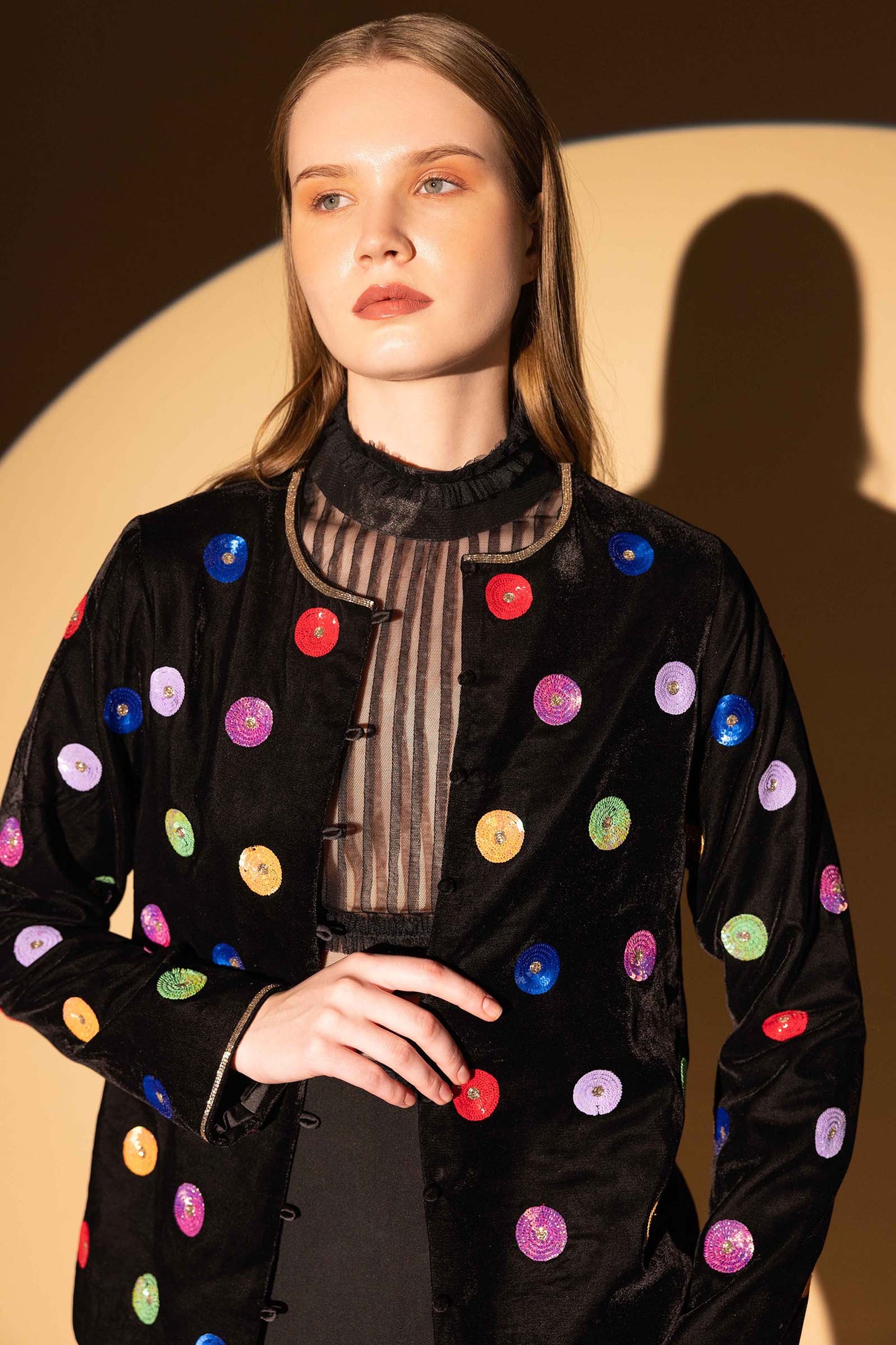 POLKA SEQUENCED VELVET JACKET