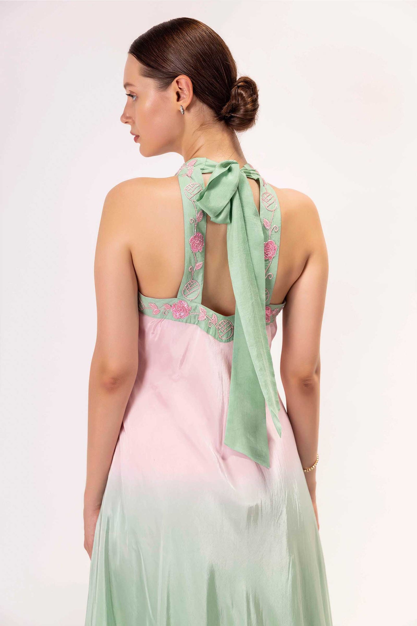 Pink and Jade Lime Shaded Gown