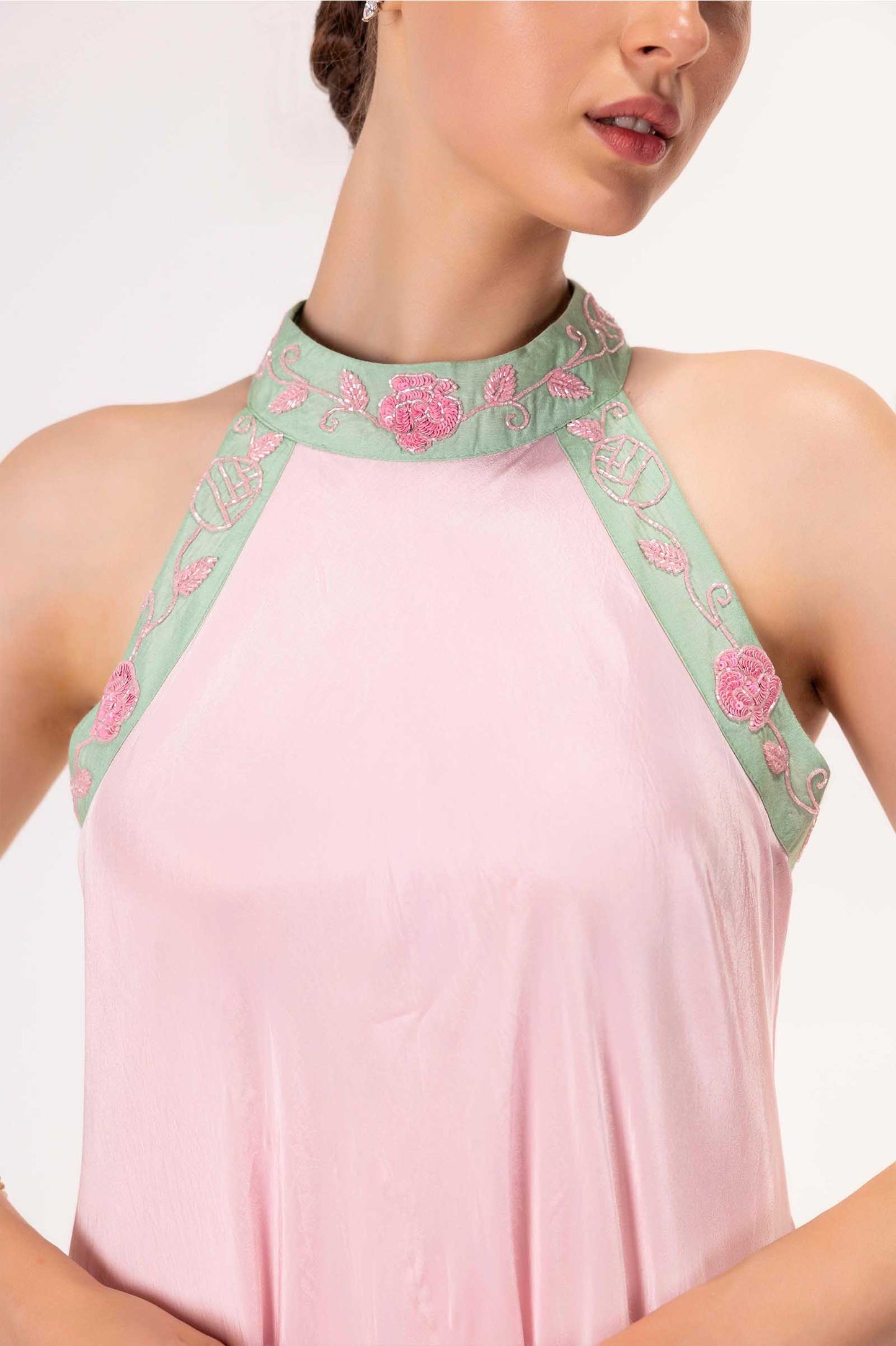 Pink and Jade Lime Shaded Gown