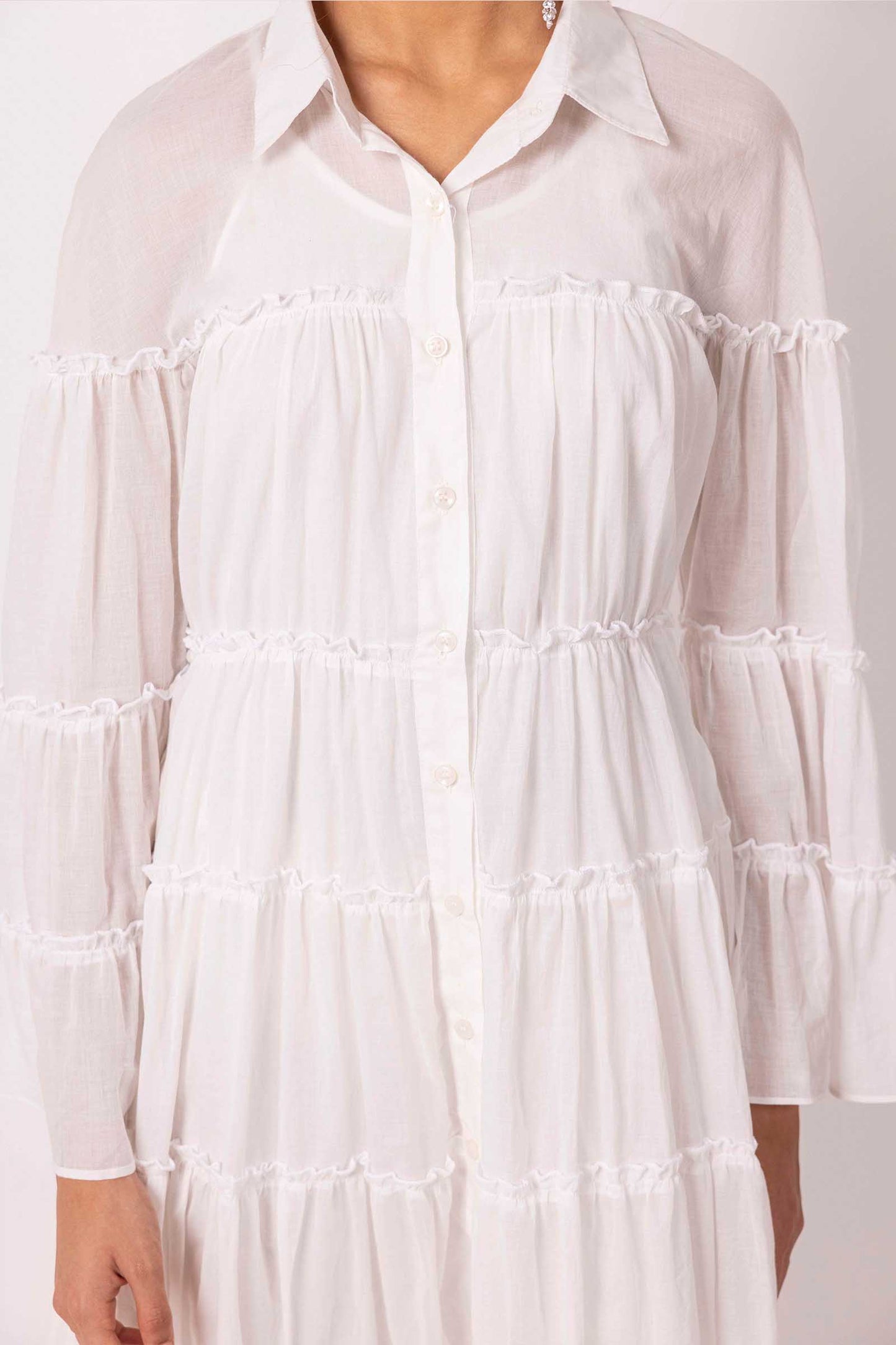 ORGANIC OFF WHITE TIER DRESS