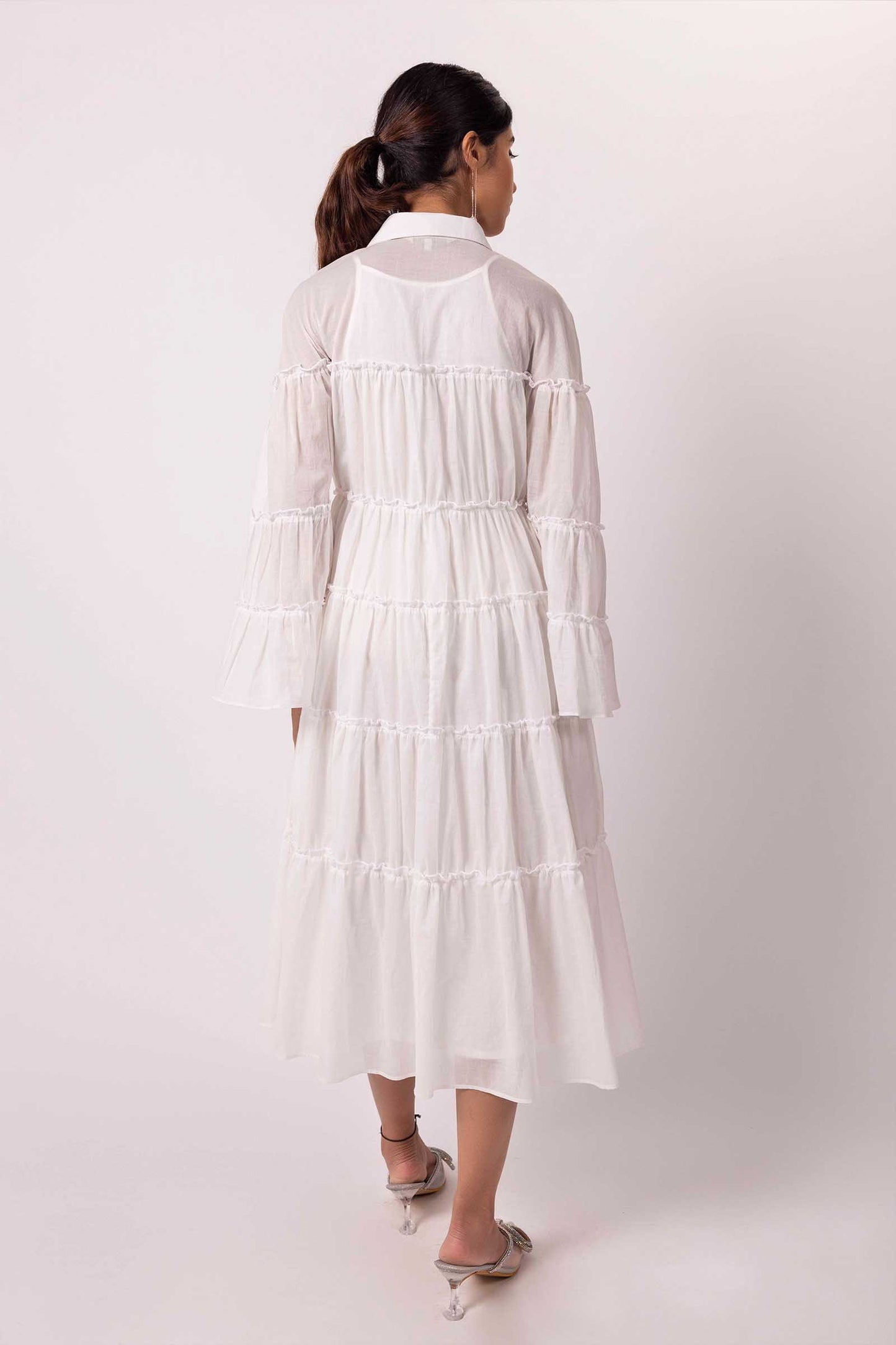 ORGANIC OFF WHITE TIER DRESS