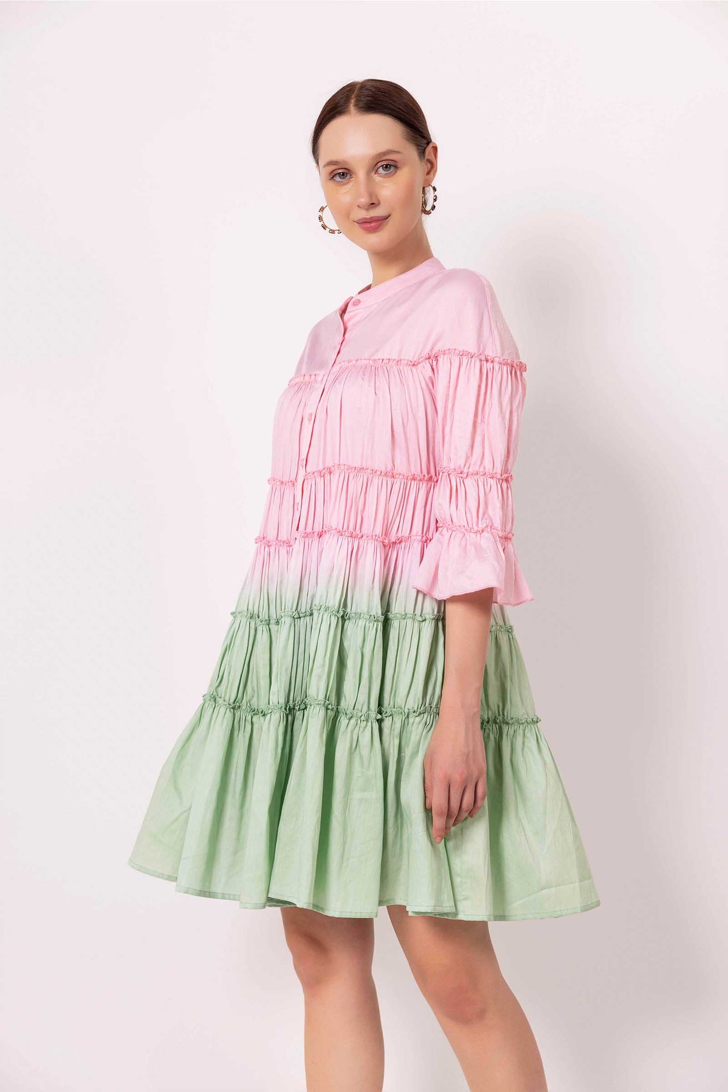 Pink and Jade Lime Tier Dress