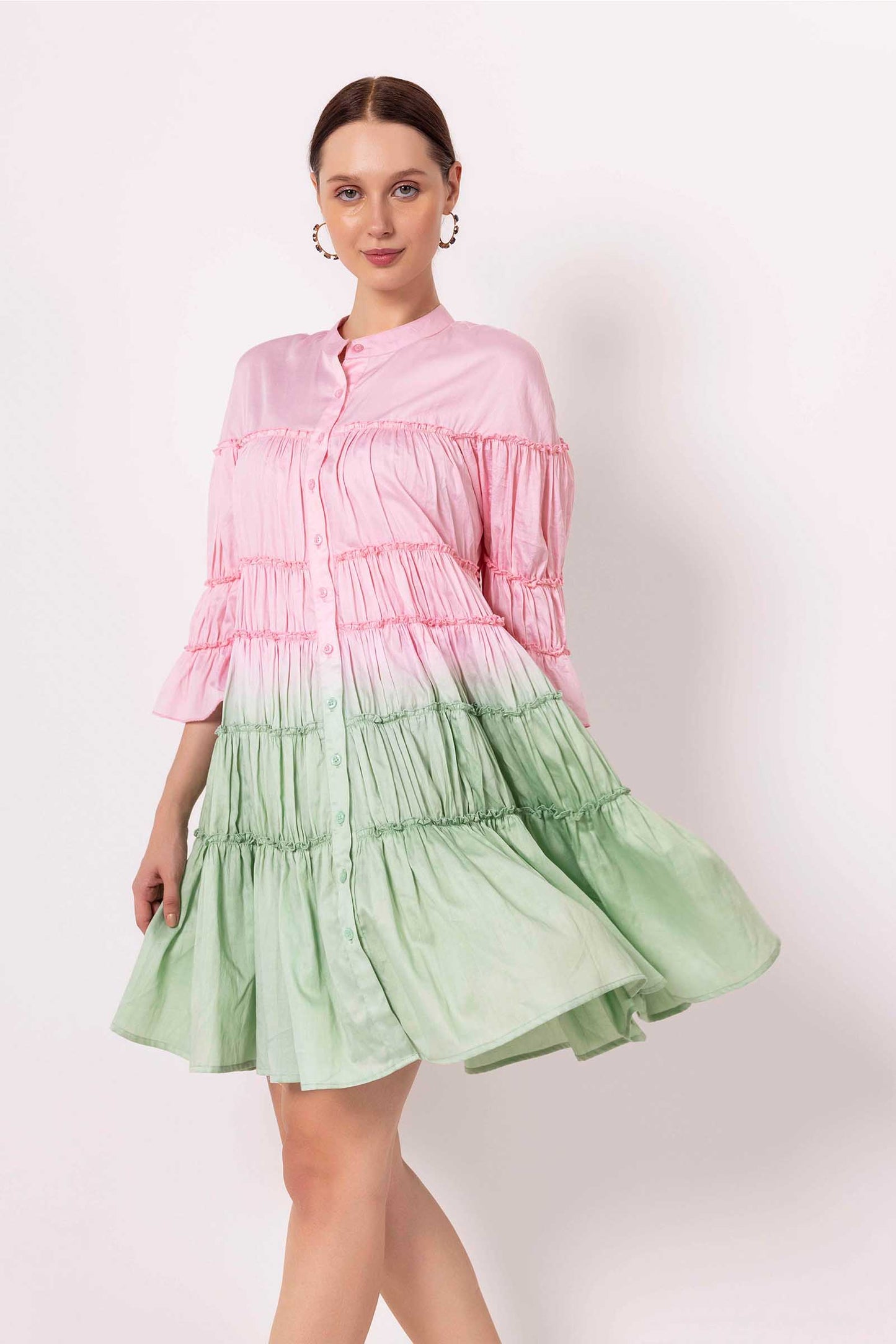 Pink and Jade Lime Tier Dress