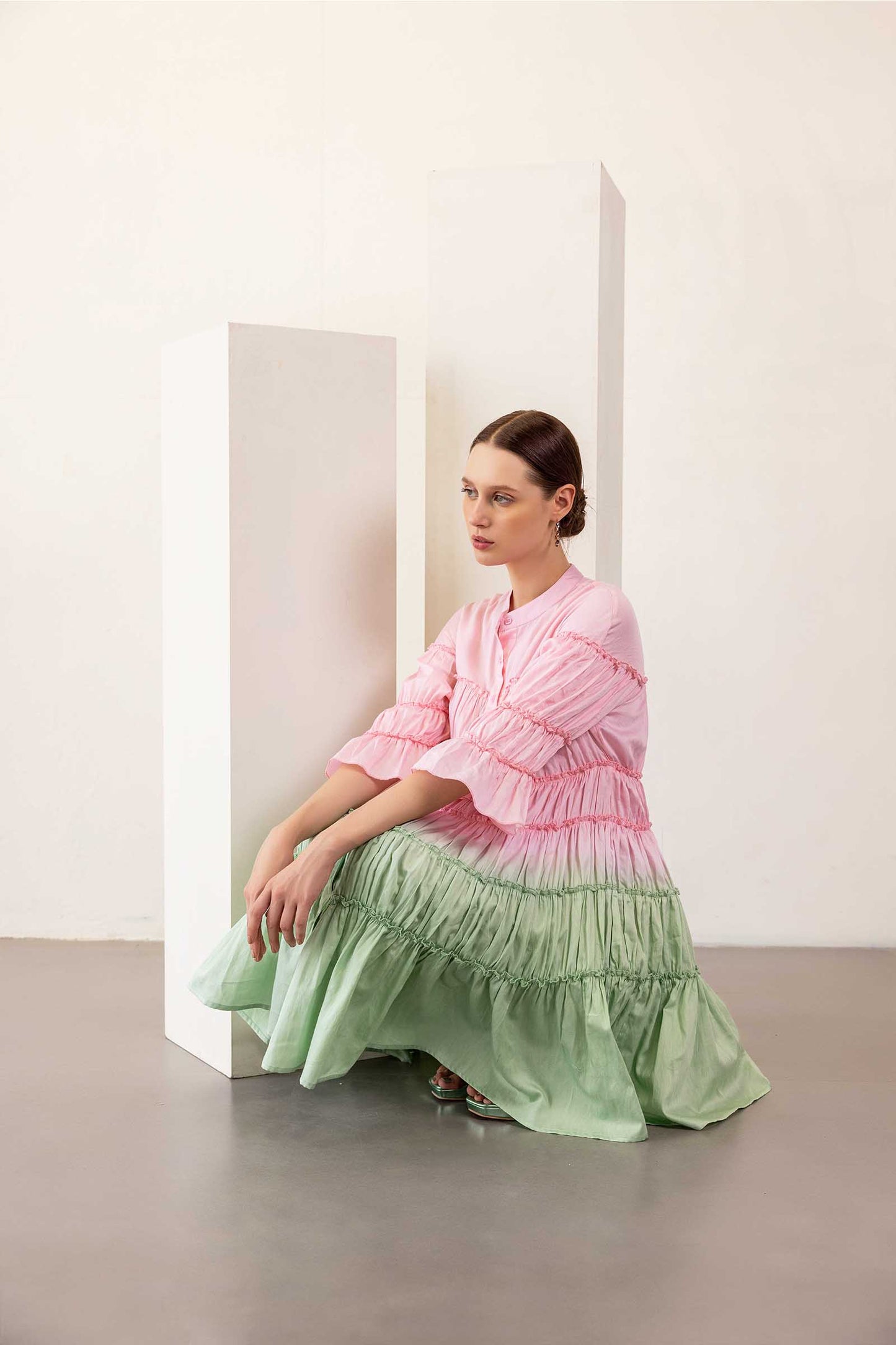 Pink and Jade Lime Tier Dress