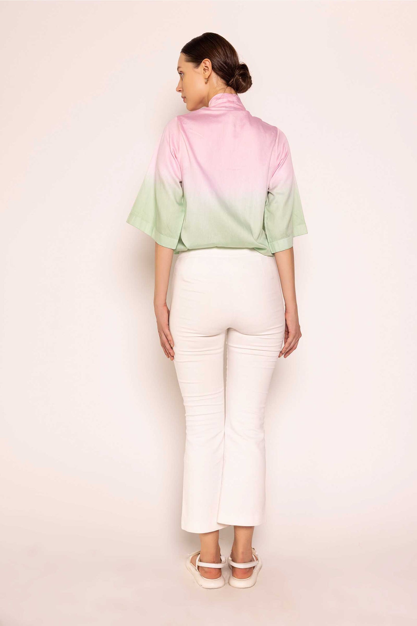 Pink & Jade Lime Tie Up Shirt