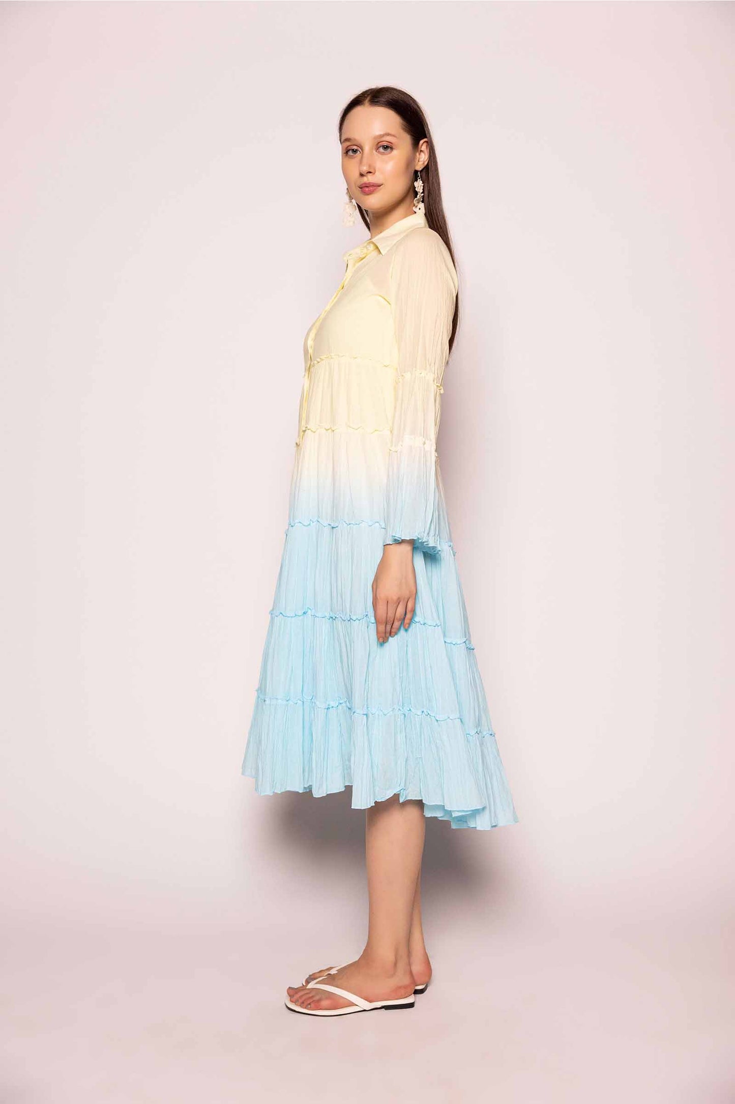 Iris Water Shaded Tier Dress Long – 100% Organic