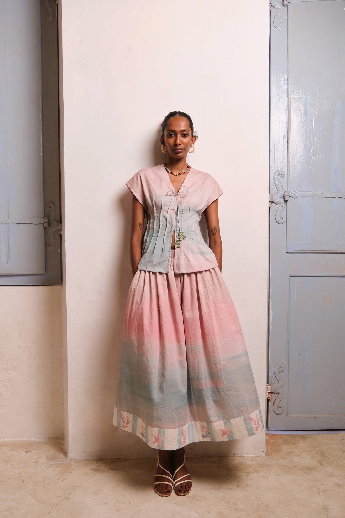 OCEAN MIST GATHERED SKIRT