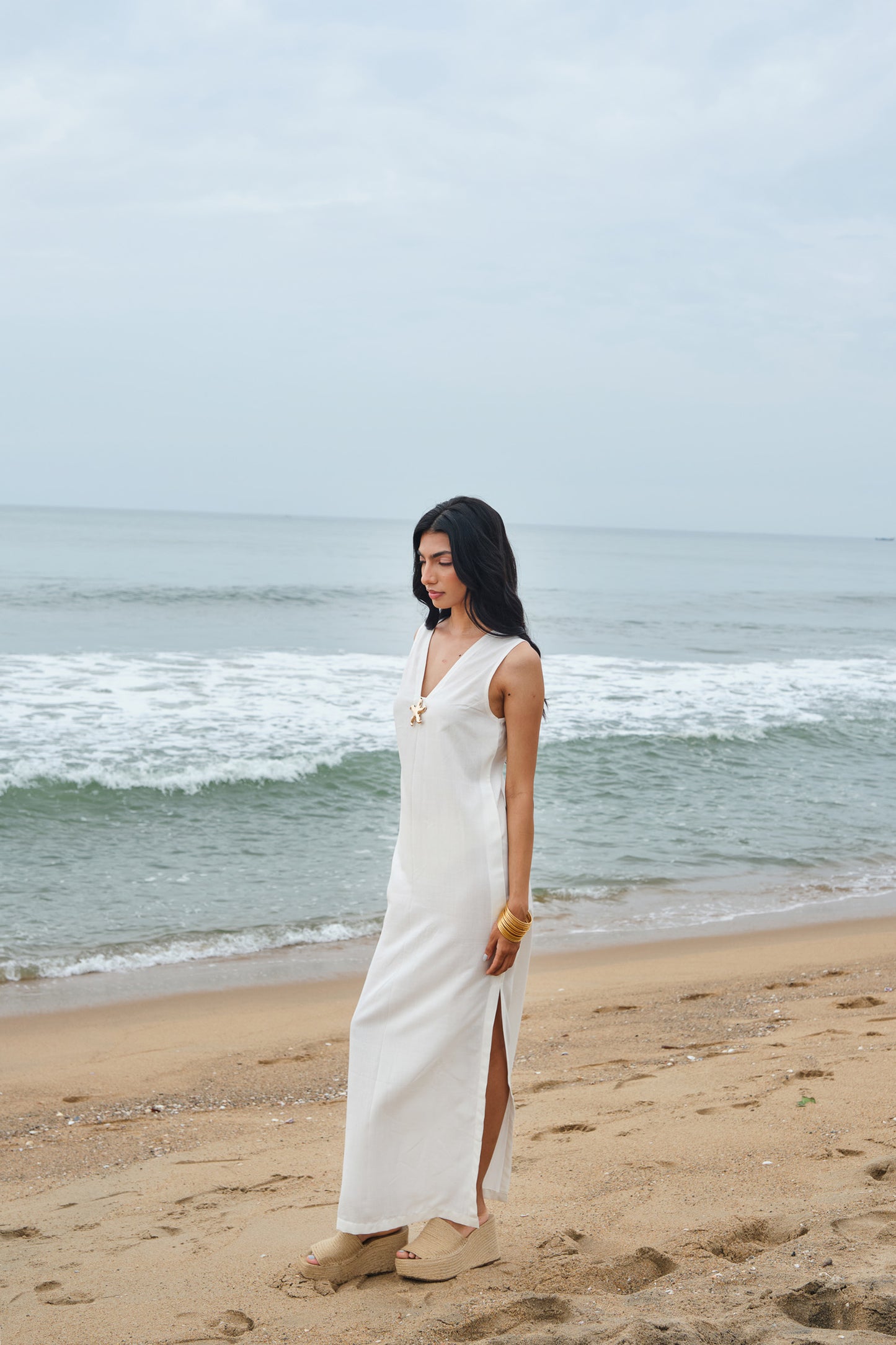 PEARL WHITE SLIT DRESS