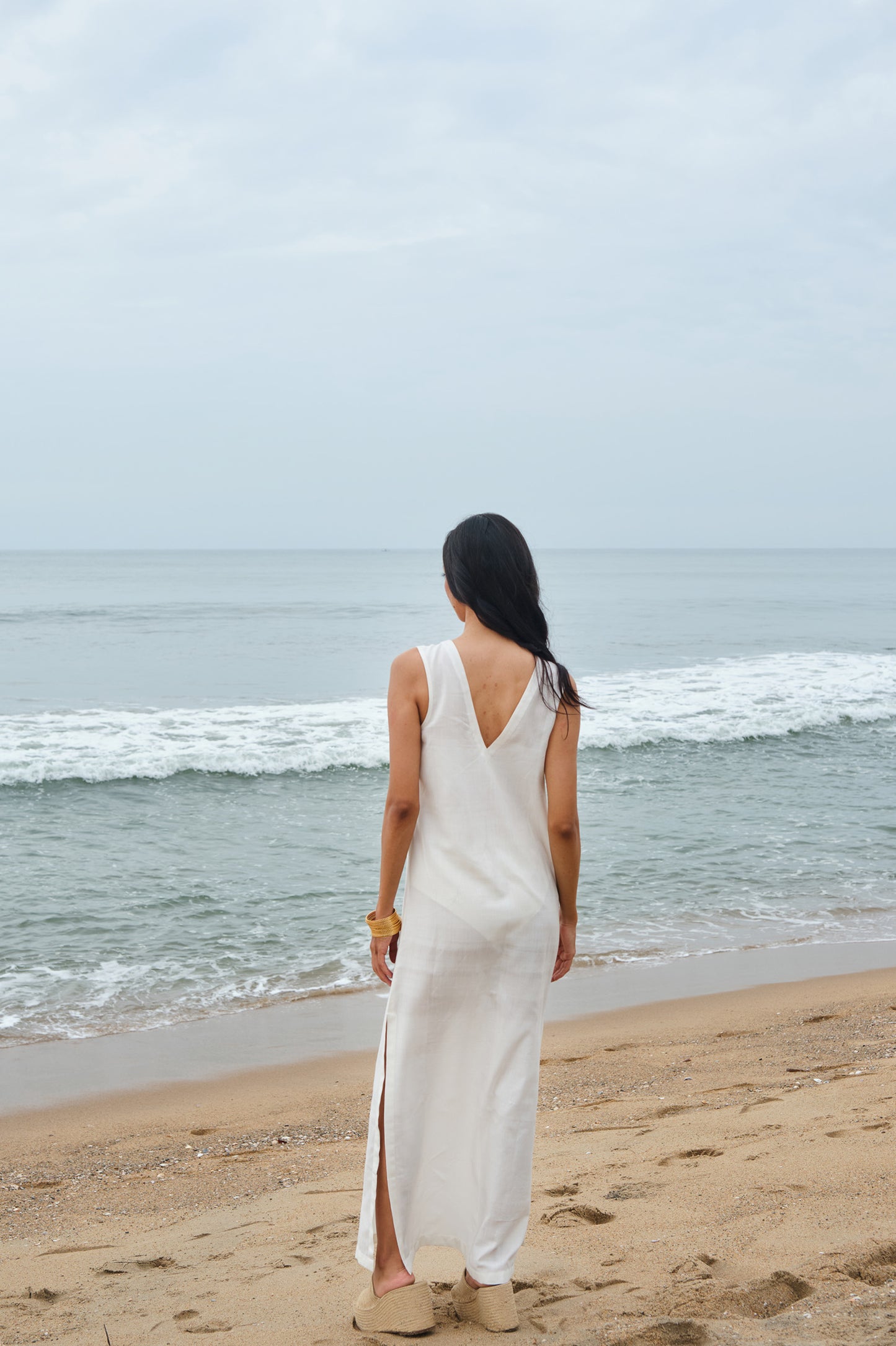 PEARL WHITE SLIT DRESS