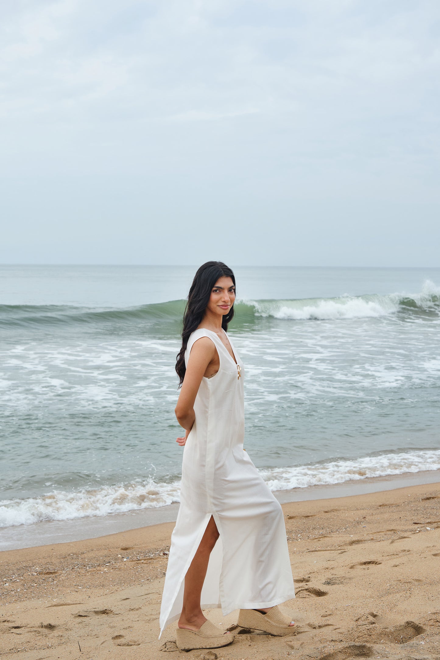 PEARL WHITE SLIT DRESS