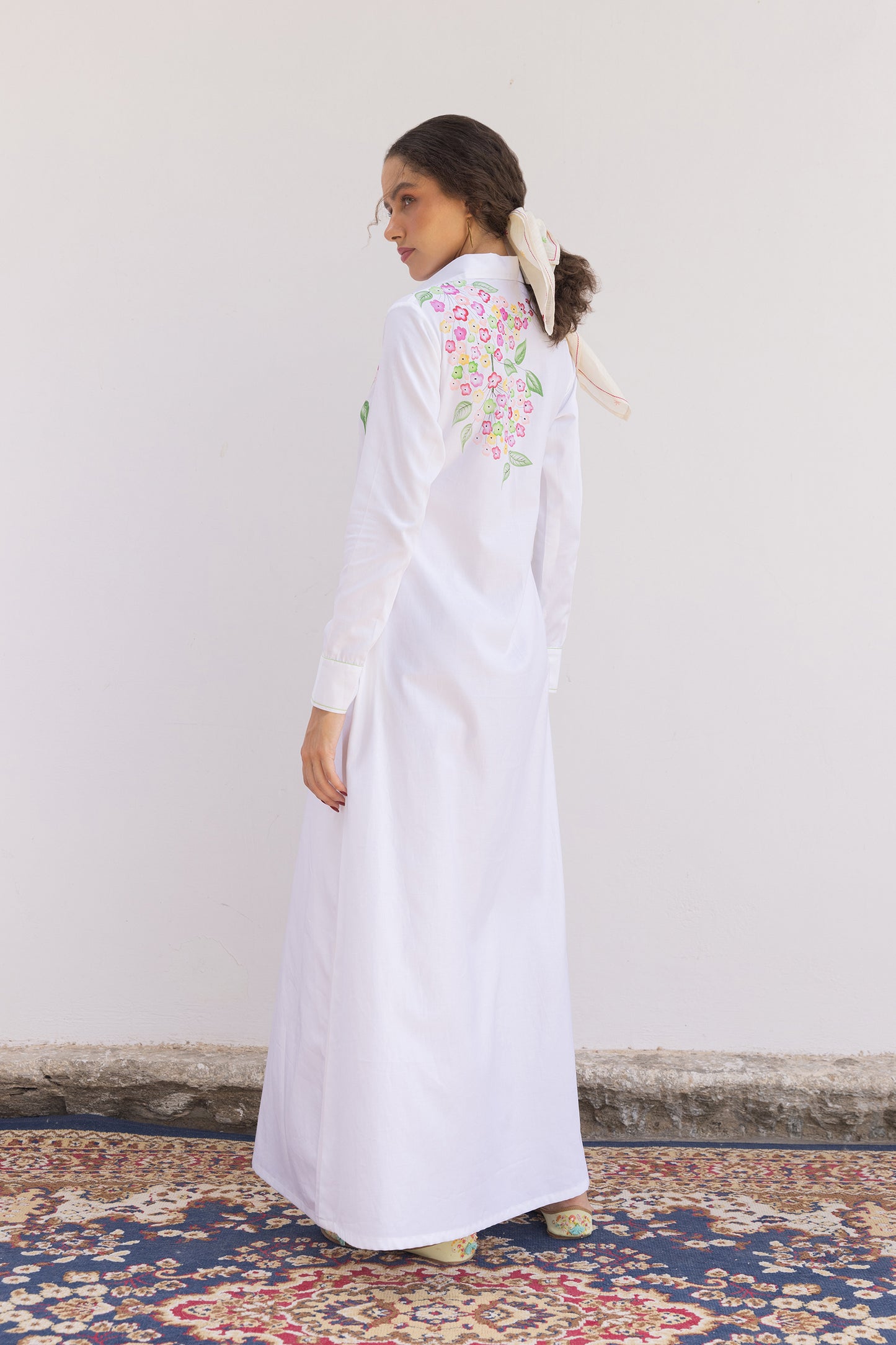 LANTANA HAND PAINTED MULTI FLORAL SHIRT DRESS