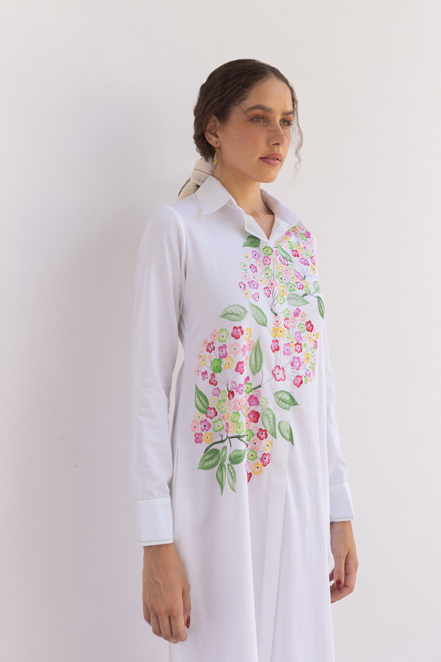 LANTANA HAND PAINTED MULTI FLORAL SHIRT DRESS