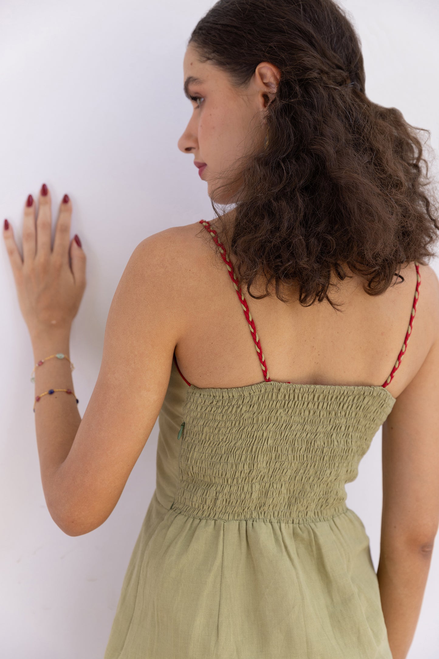 GREEN MARIGOLD SLIT DRES