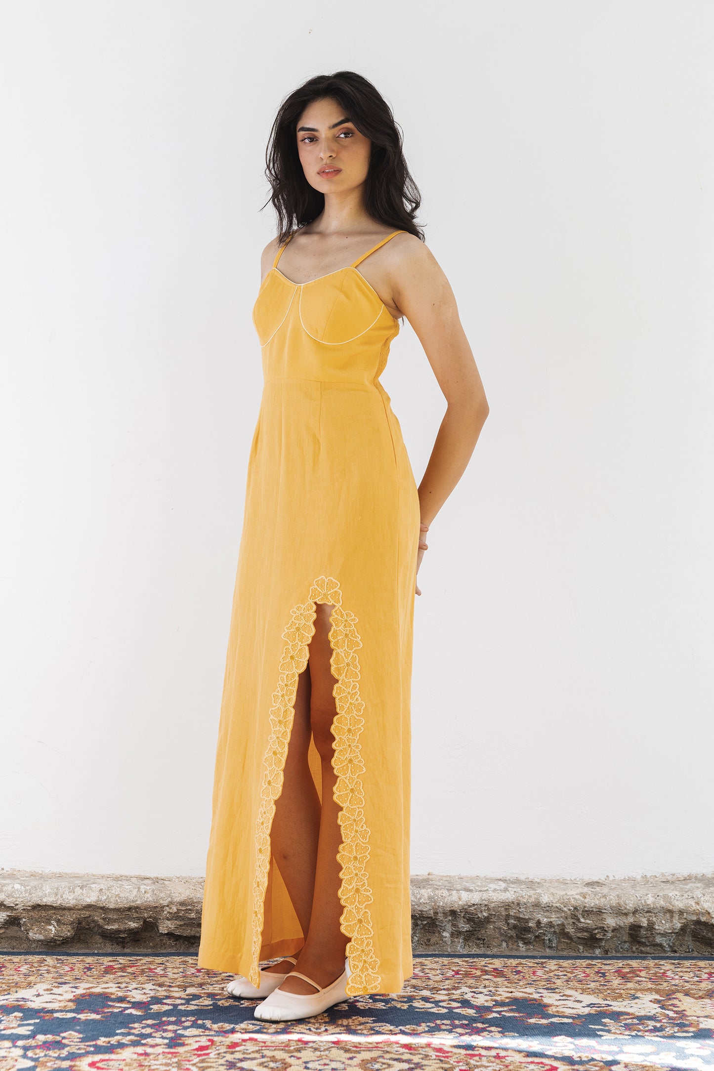 CANDLE LIGHT ORANGE SLIT DRESS –LIMITED EDITION