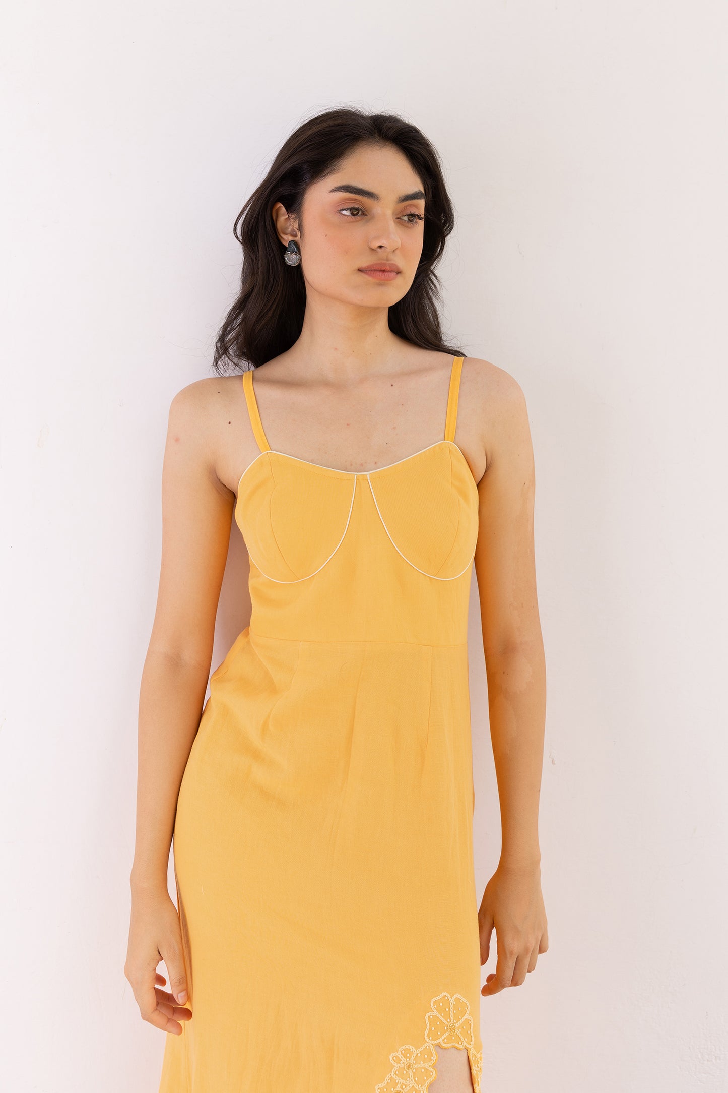 CANDLE LIGHT ORANGE SLIT DRESS –LIMITED EDITION