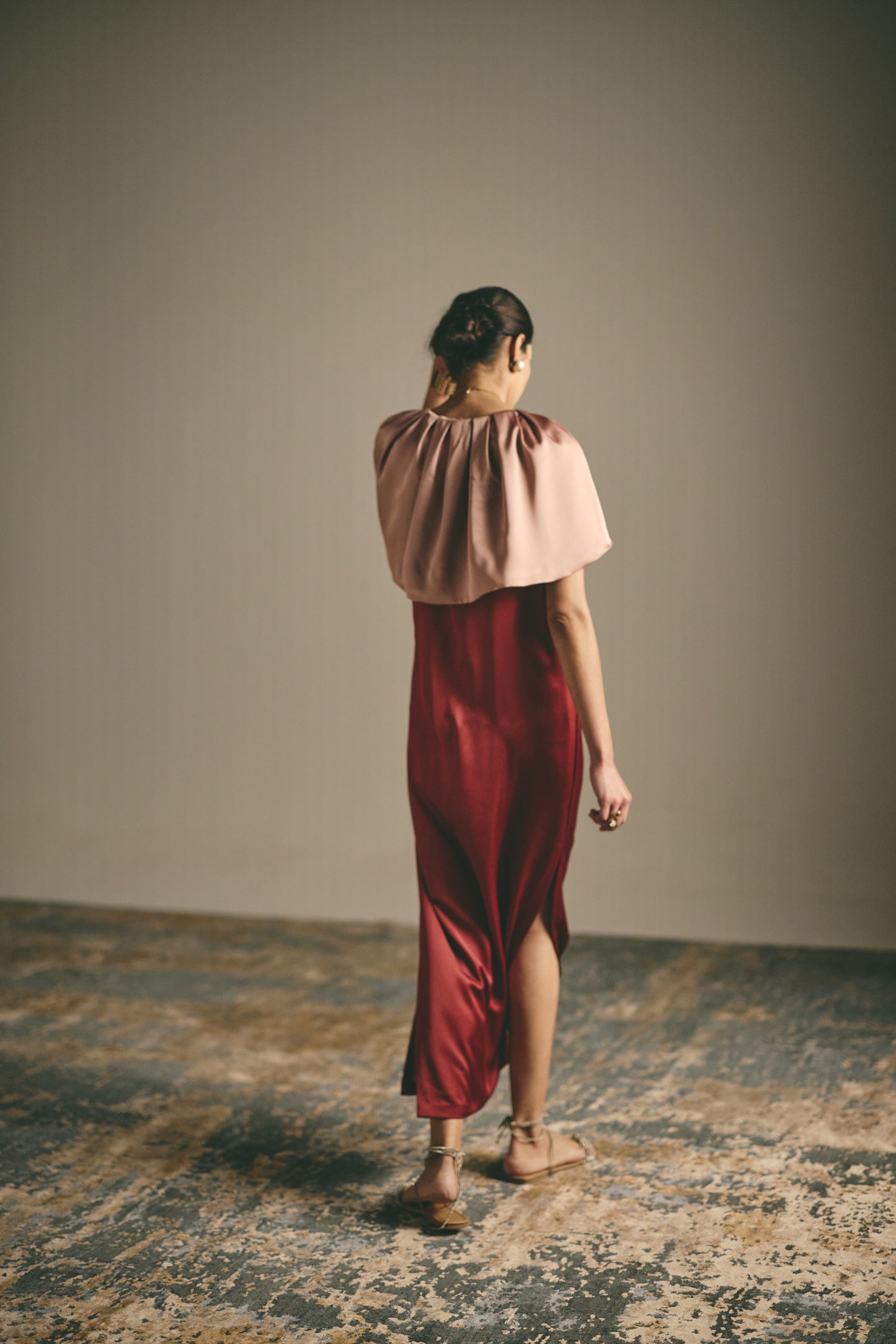 MAROON SATIN GOWN