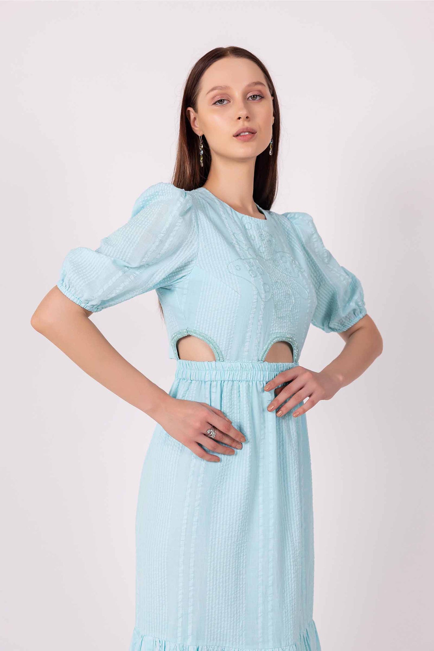 Water Ballet Cut Out Embellished Dress
