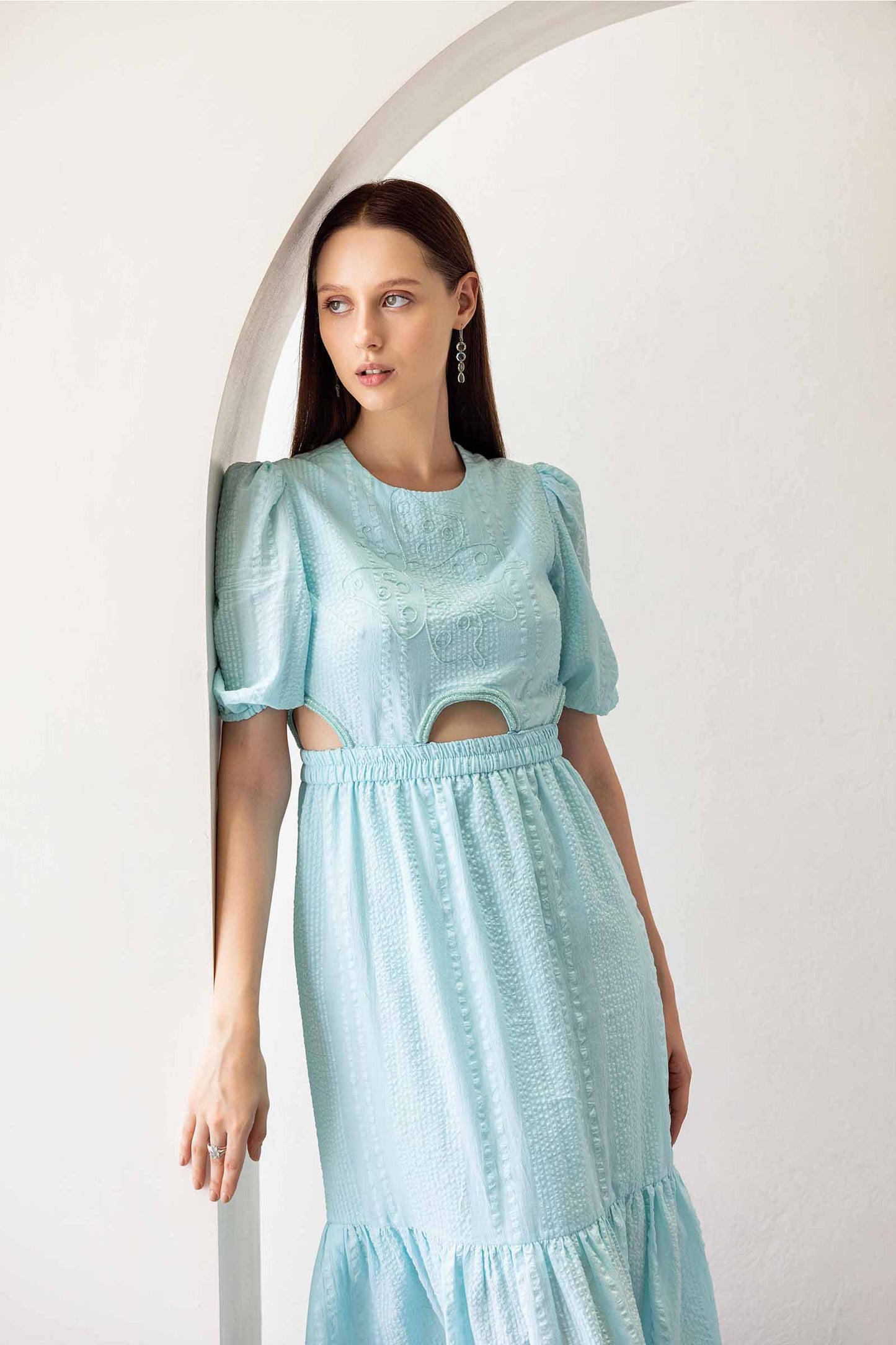 Water Ballet Cut Out Embellished Dress