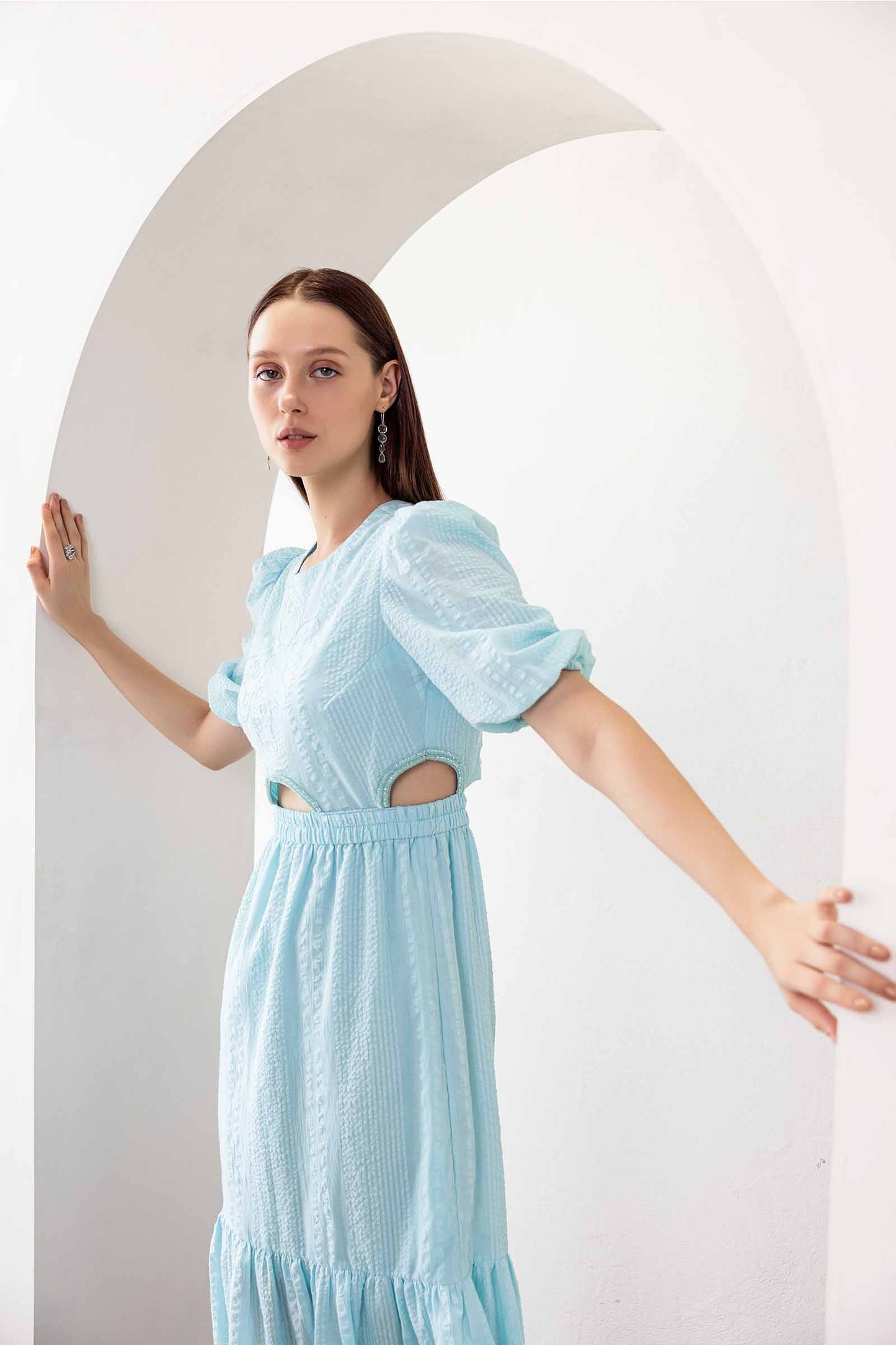 Water Ballet Cut Out Embellished Dress