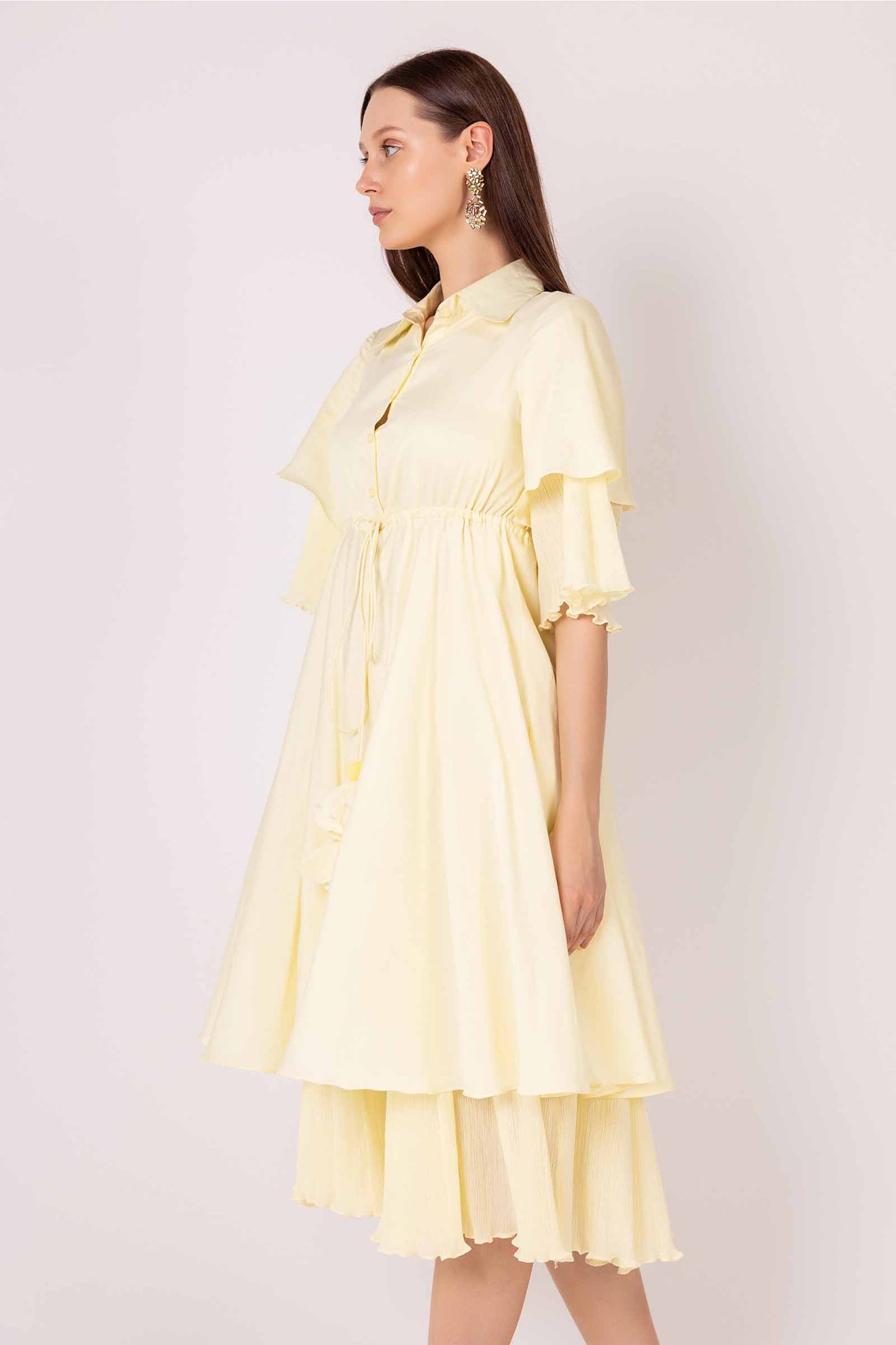 Iris Yellow Waist Tie Dress