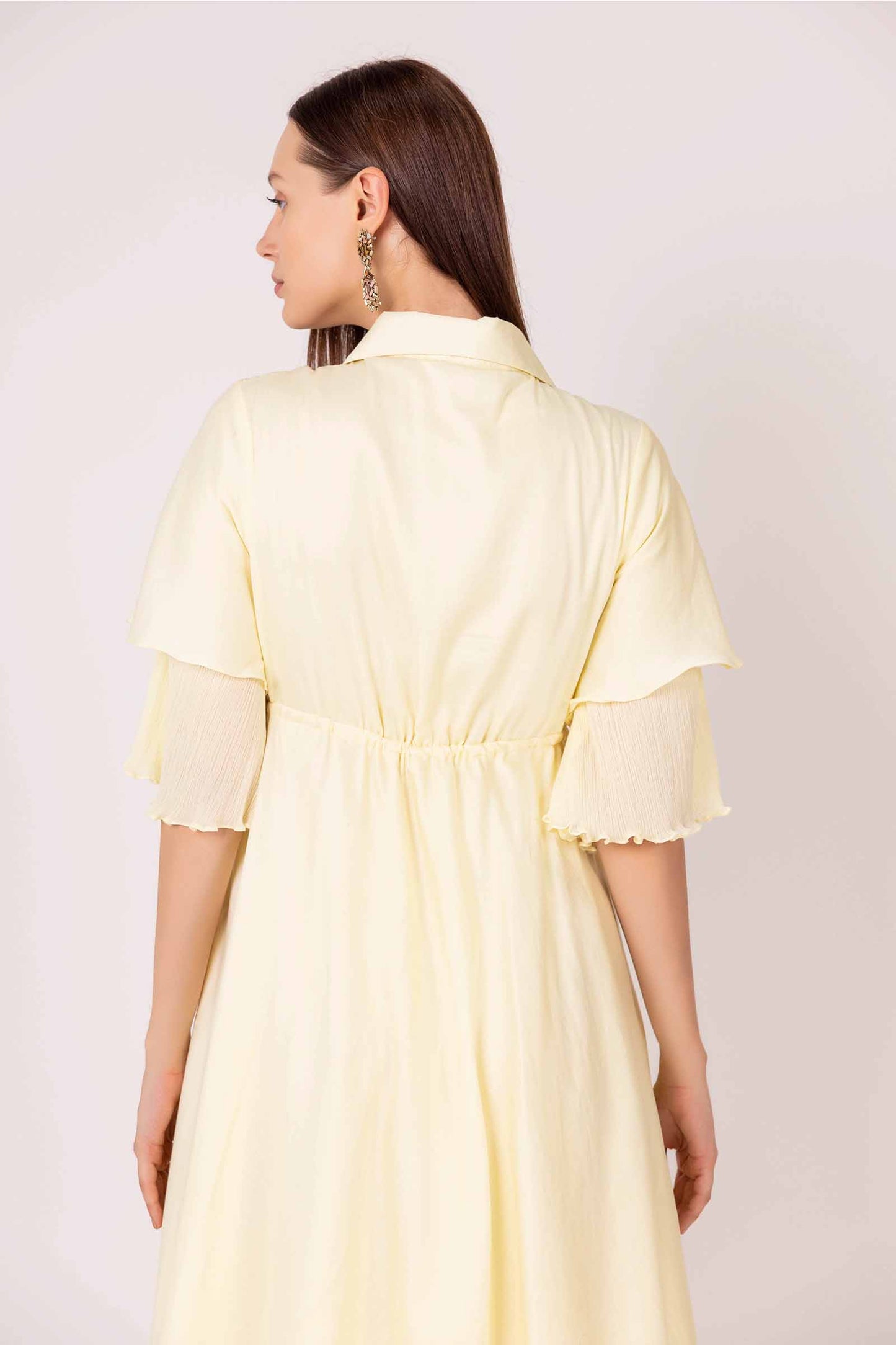 Iris Yellow Waist Tie Dress