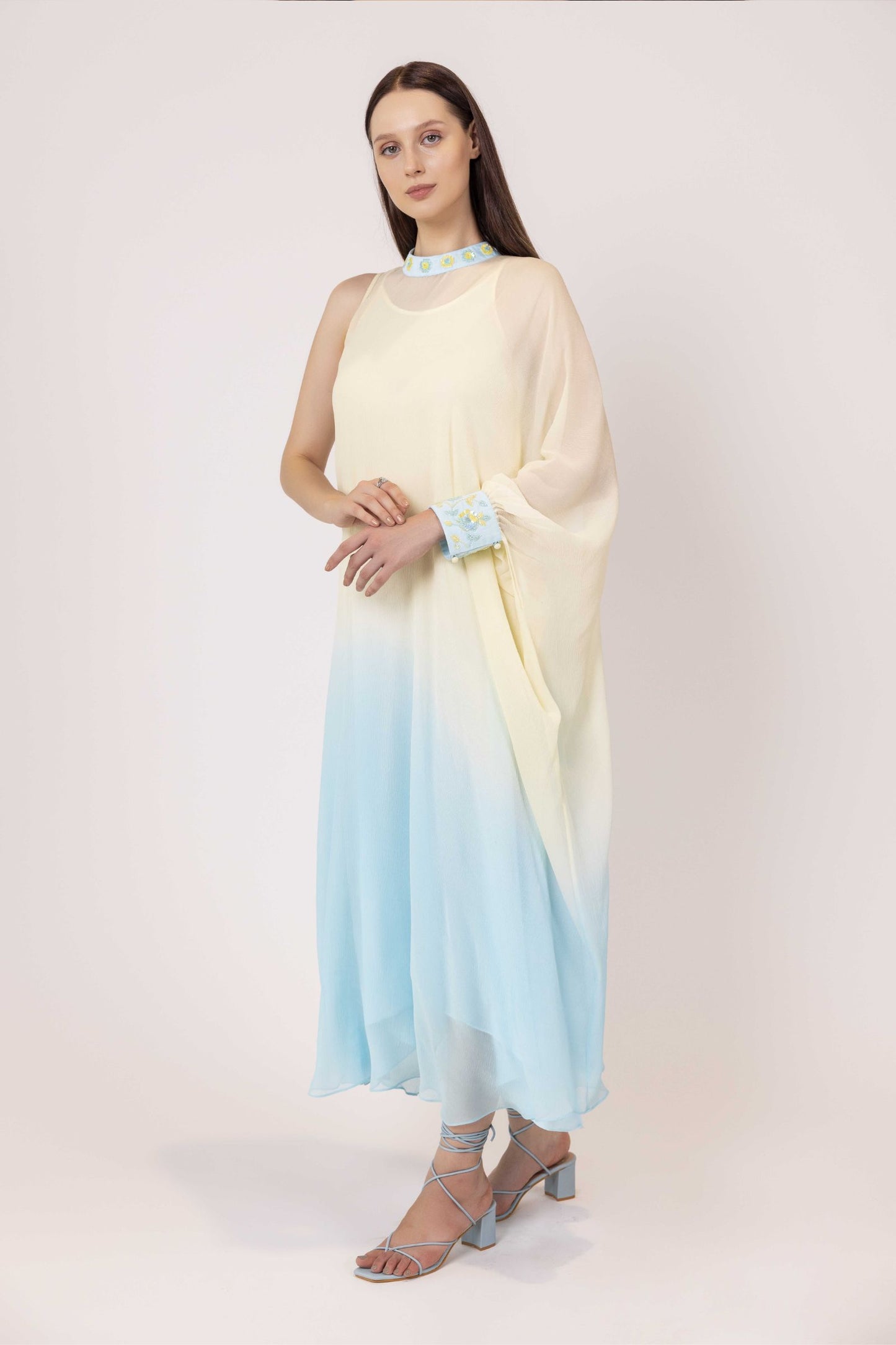 Iris Water Shaded Chiffon Kaftan Dress
